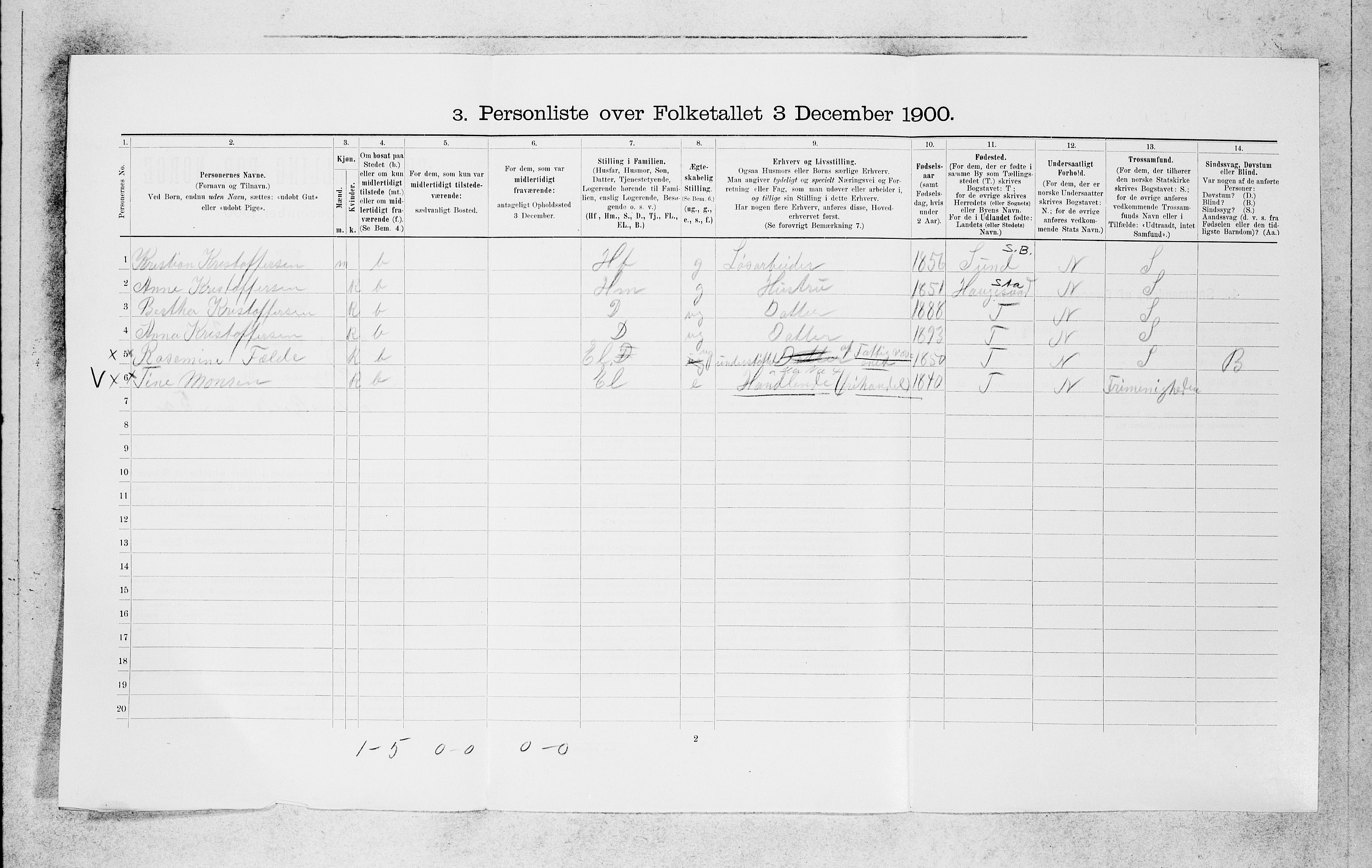 SAB, 1900 census for Bergen, 1900, p. 9314