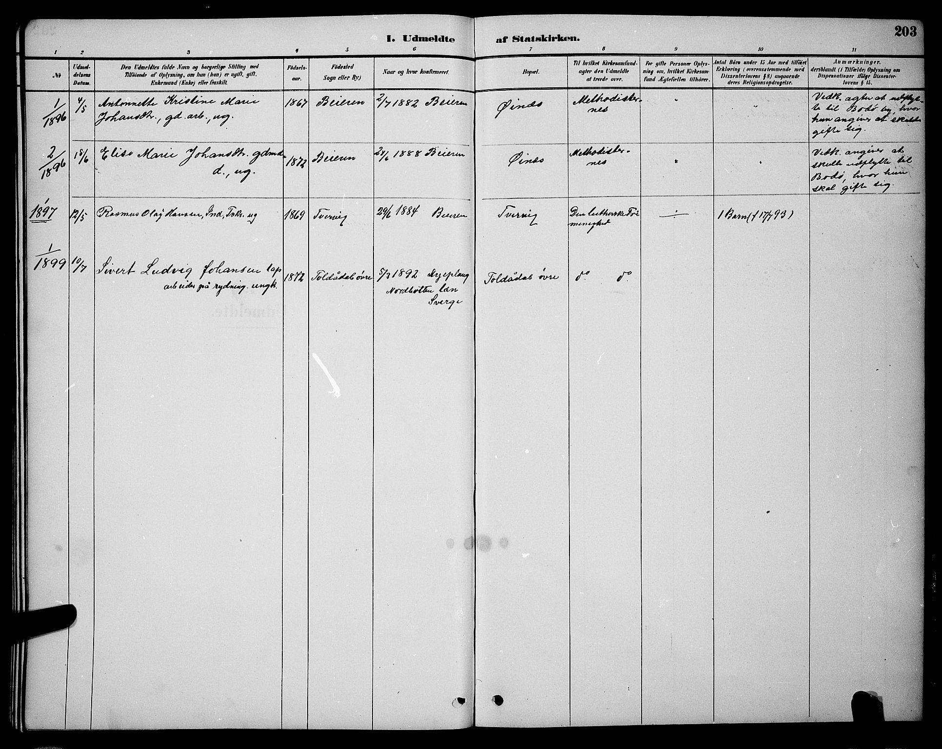 Ministerialprotokoller, klokkerbøker og fødselsregistre - Nordland, AV/SAT-A-1459/846/L0654: Parish register (copy) no. 846C04, 1887-1901, p. 203