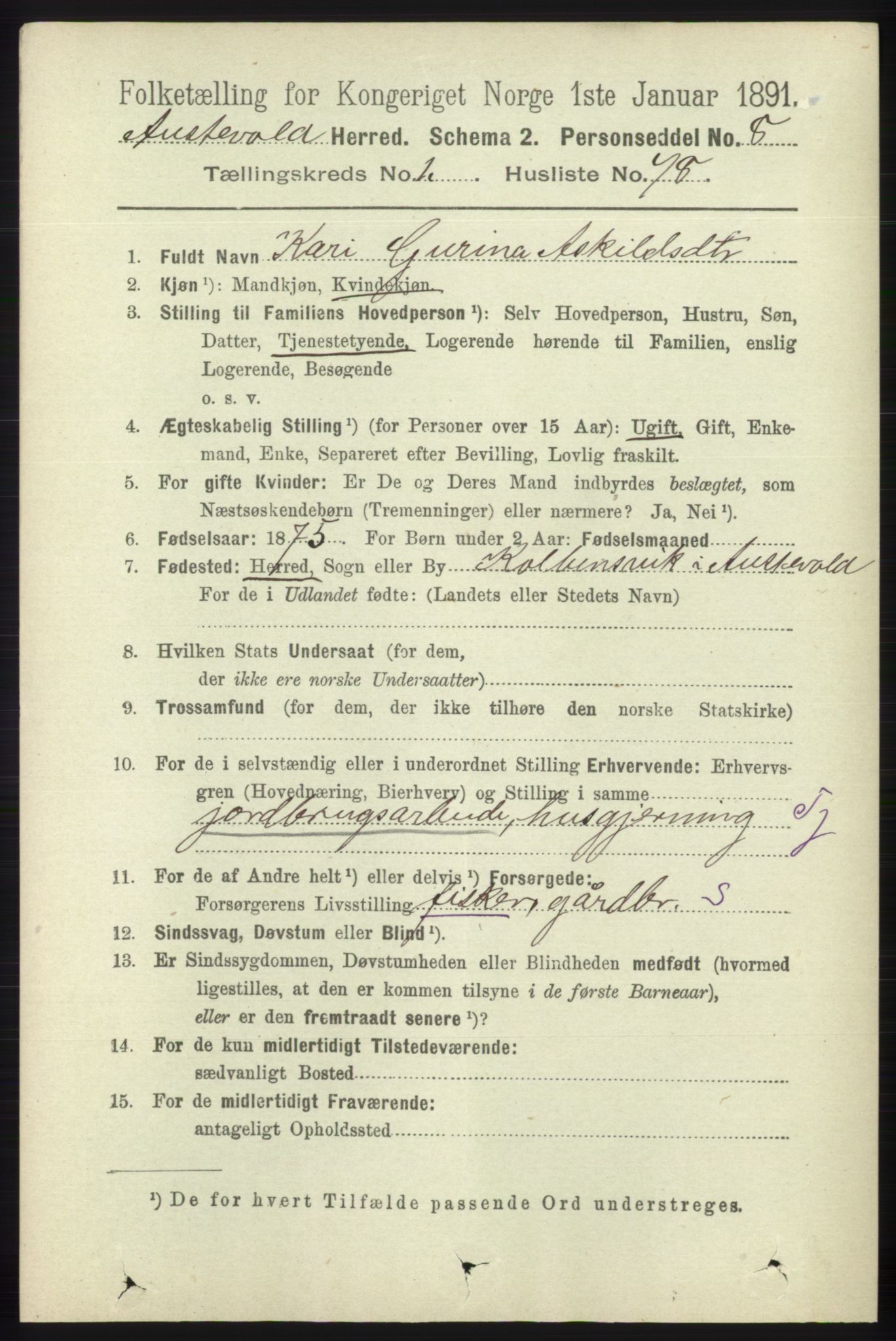 RA, 1891 census for 1244 Austevoll, 1891, p. 559