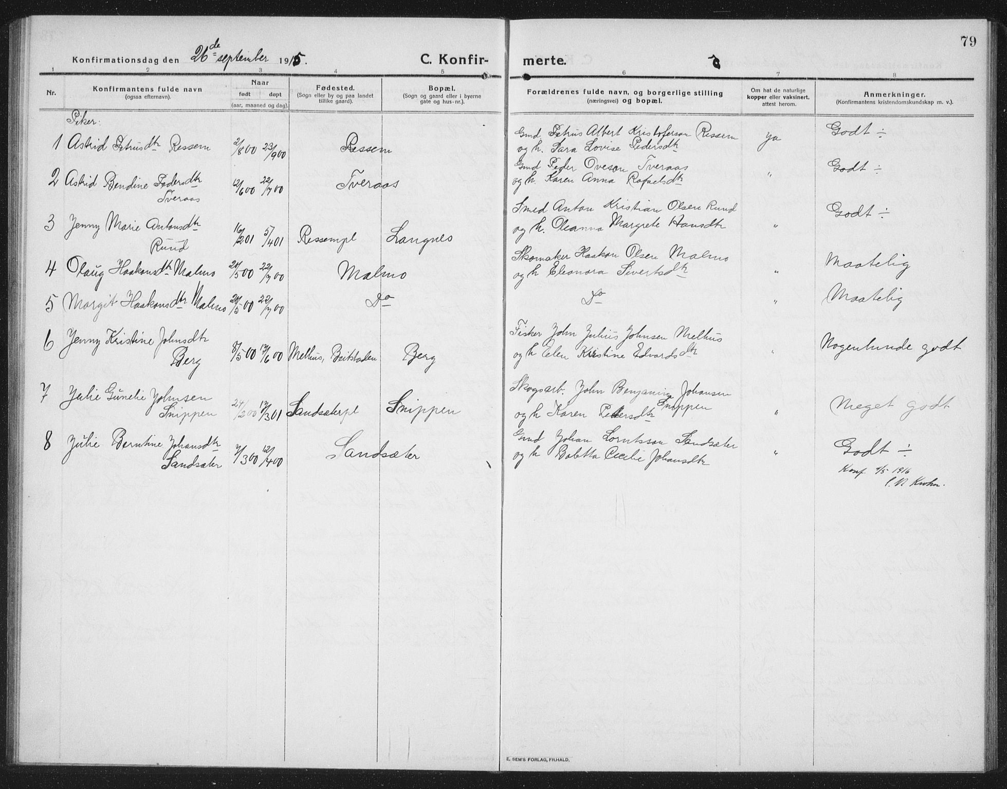 Ministerialprotokoller, klokkerbøker og fødselsregistre - Nord-Trøndelag, SAT/A-1458/745/L0434: Parish register (copy) no. 745C03, 1914-1937, p. 79