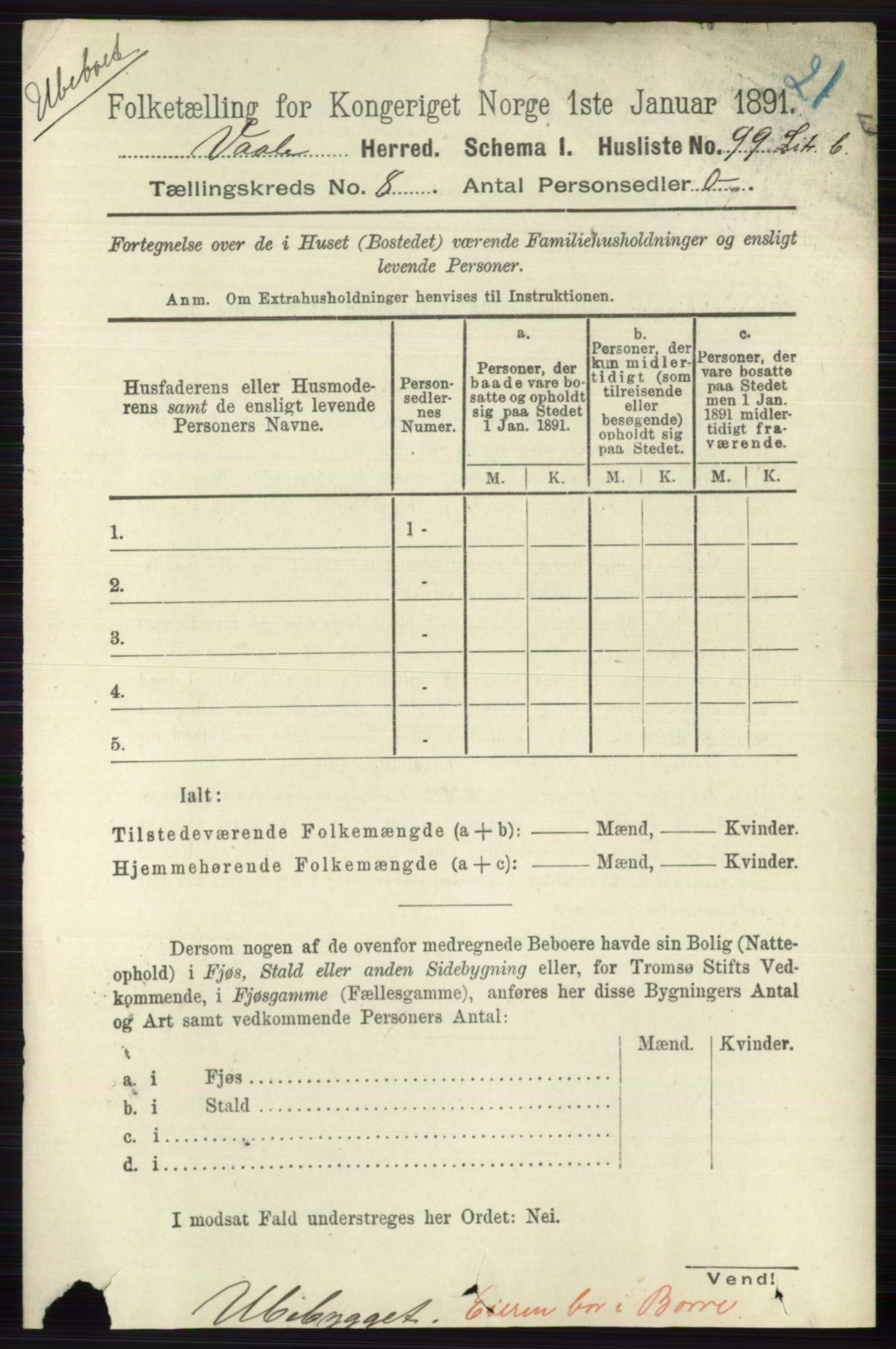 RA, 1891 census for 0716 Våle, 1891, p. 2860