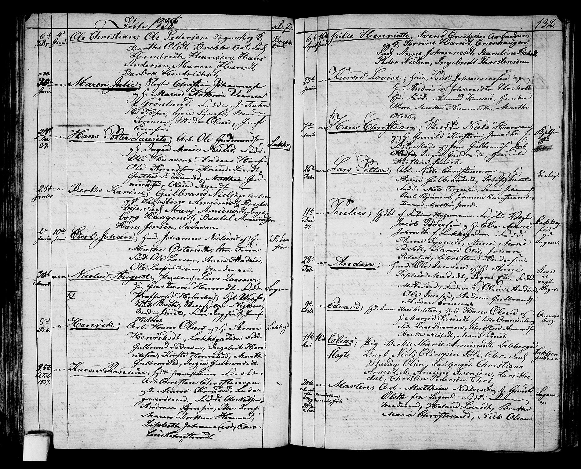 Aker prestekontor kirkebøker, AV/SAO-A-10861/G/L0006: Parish register (copy) no. 6, 1830-1838, p. 132