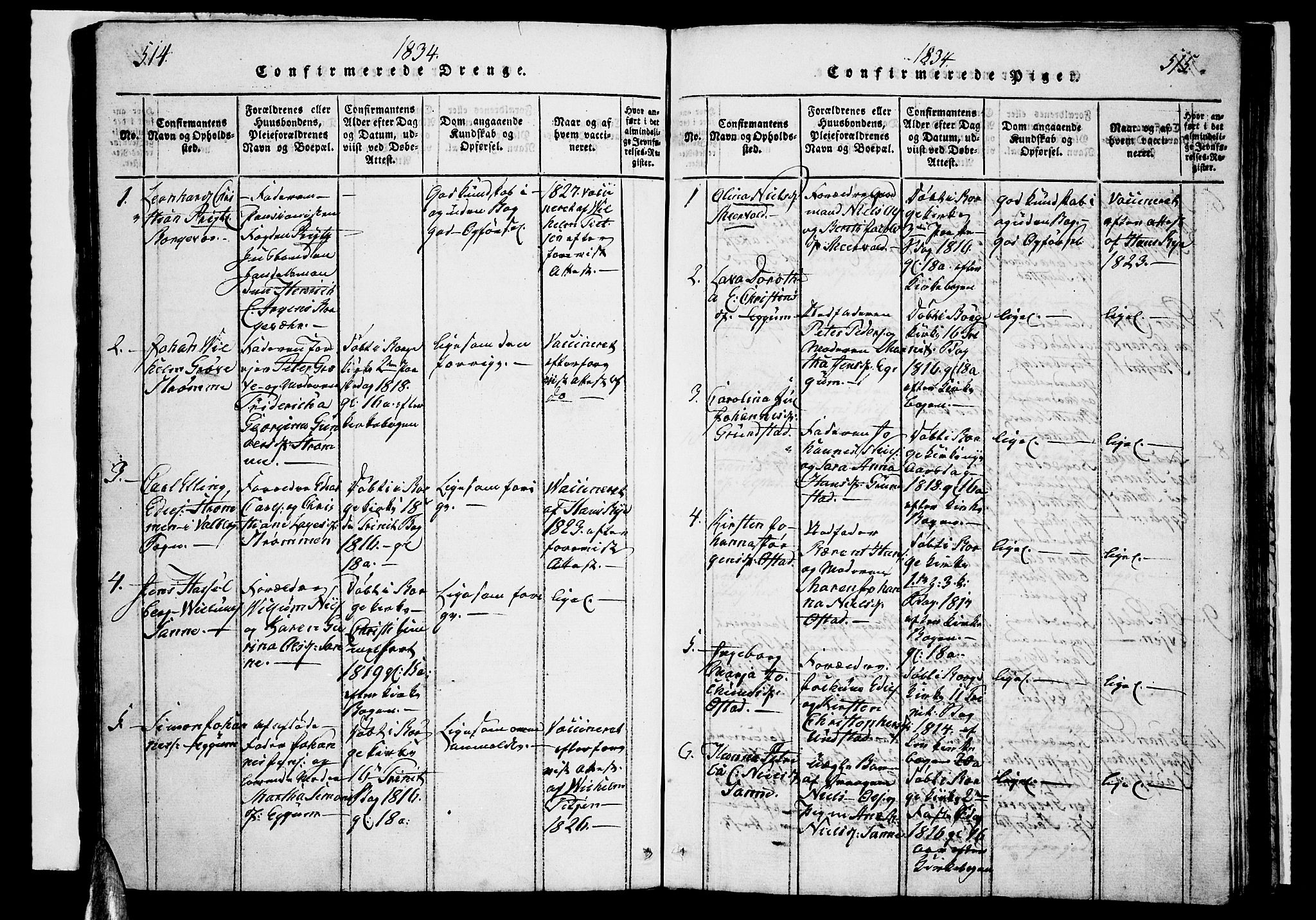 Ministerialprotokoller, klokkerbøker og fødselsregistre - Nordland, SAT/A-1459/880/L1130: Parish register (official) no. 880A04, 1821-1843, p. 514-515