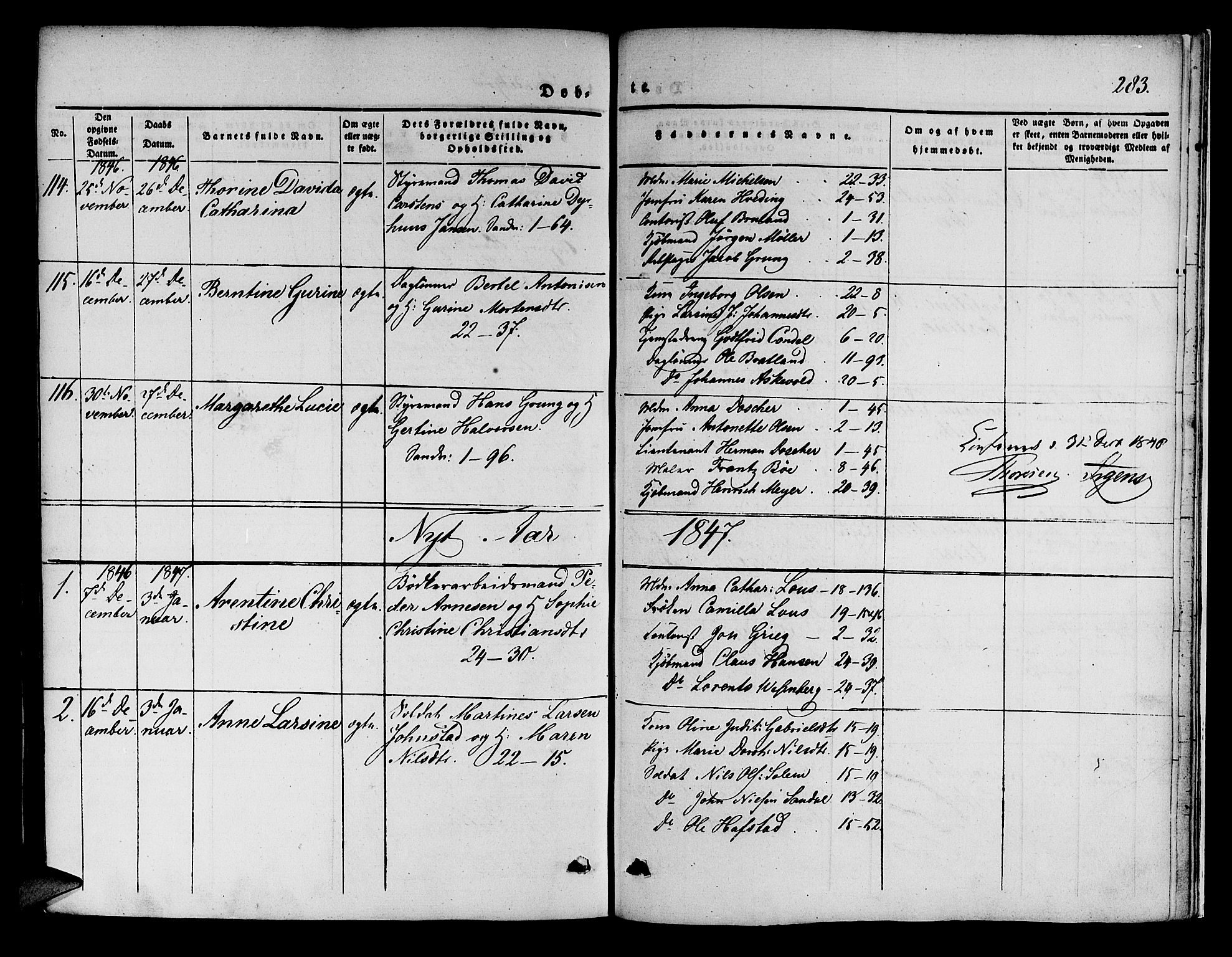 Korskirken sokneprestembete, SAB/A-76101/H/Hab: Parish register (copy) no. B 1, 1839-1847, p. 283