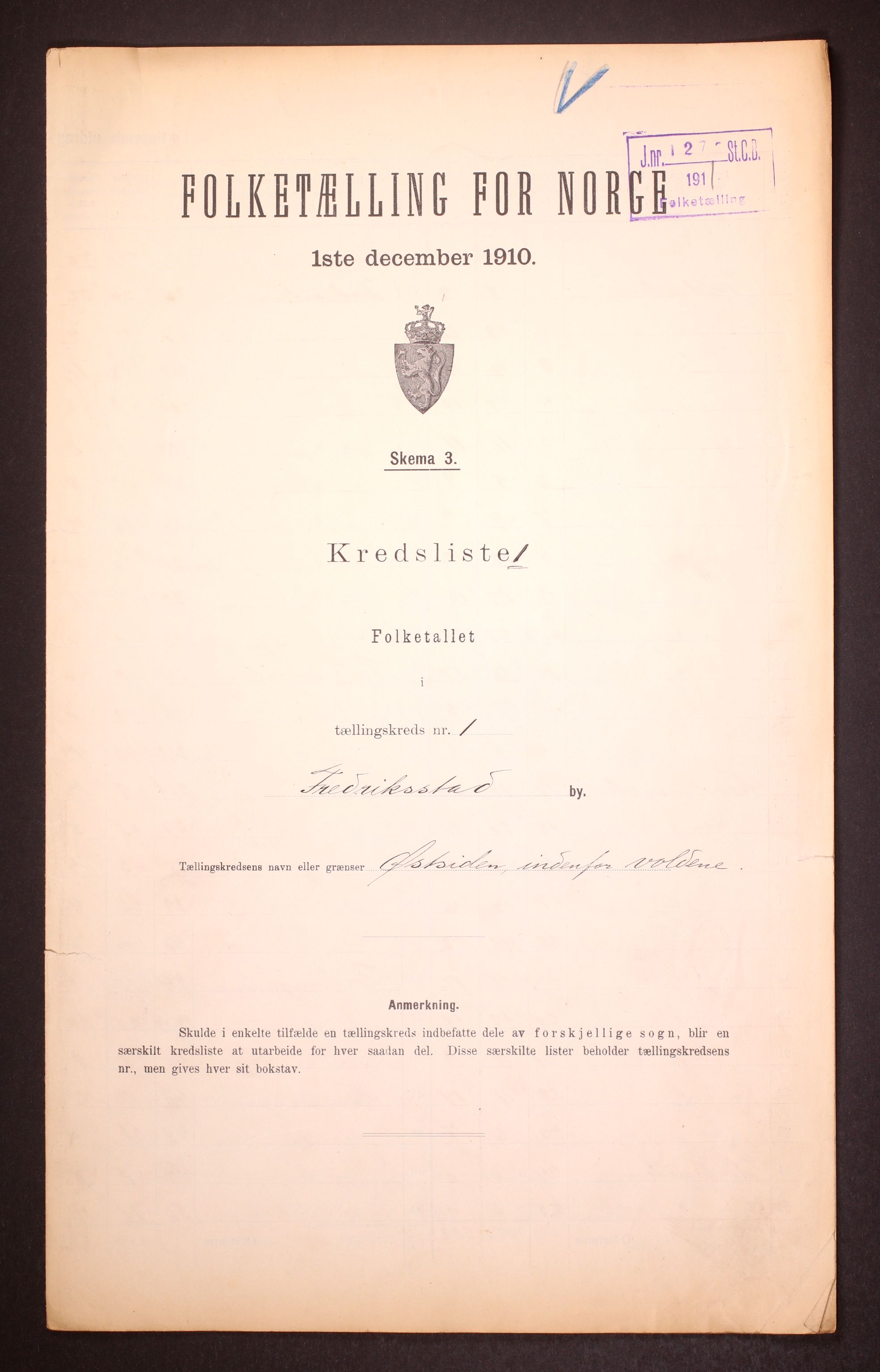 RA, 1910 census for Fredrikstad, 1910, p. 5