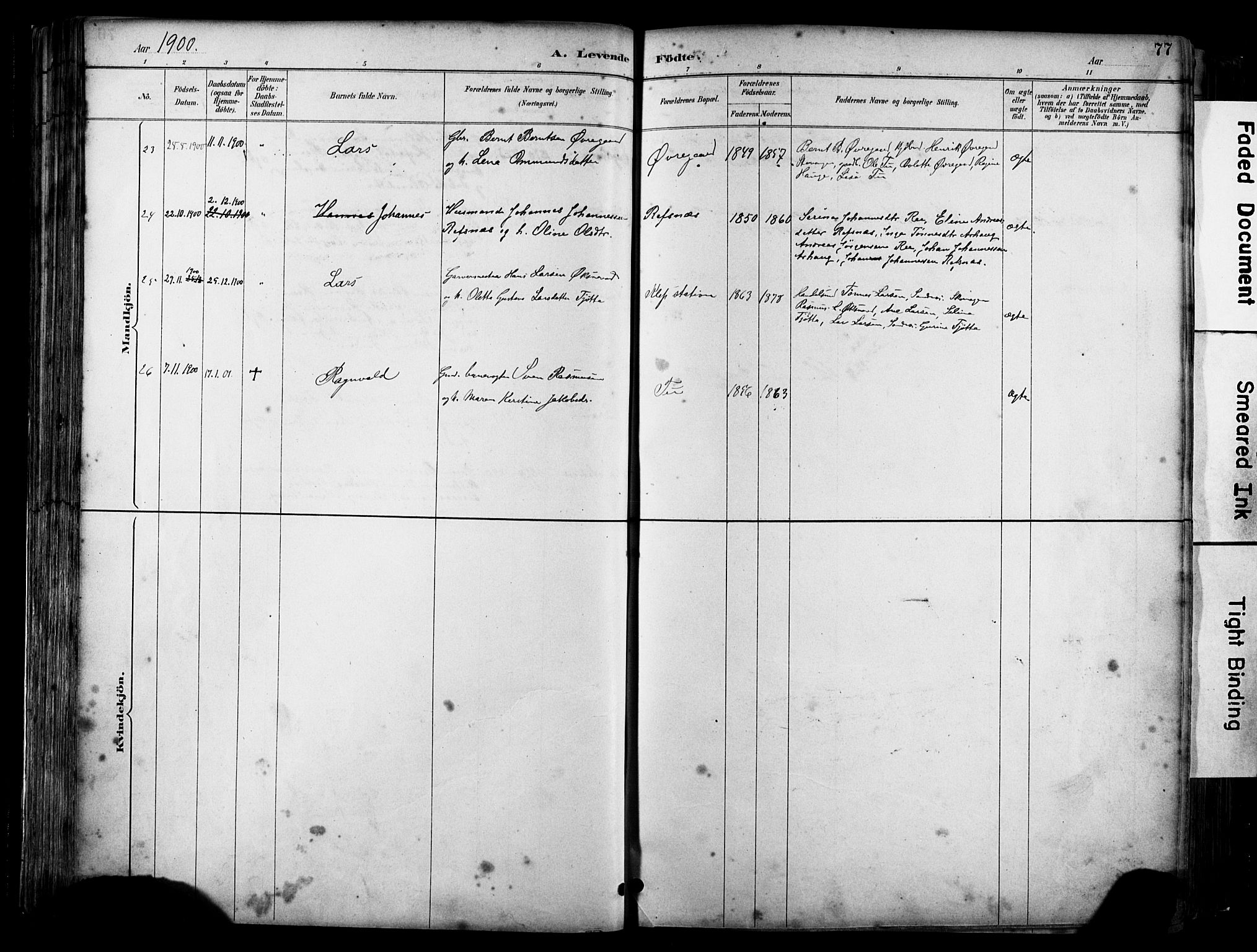 Klepp sokneprestkontor, AV/SAST-A-101803/001/3/30BA/L0009: Parish register (official) no. A 7, 1886-1915, p. 77