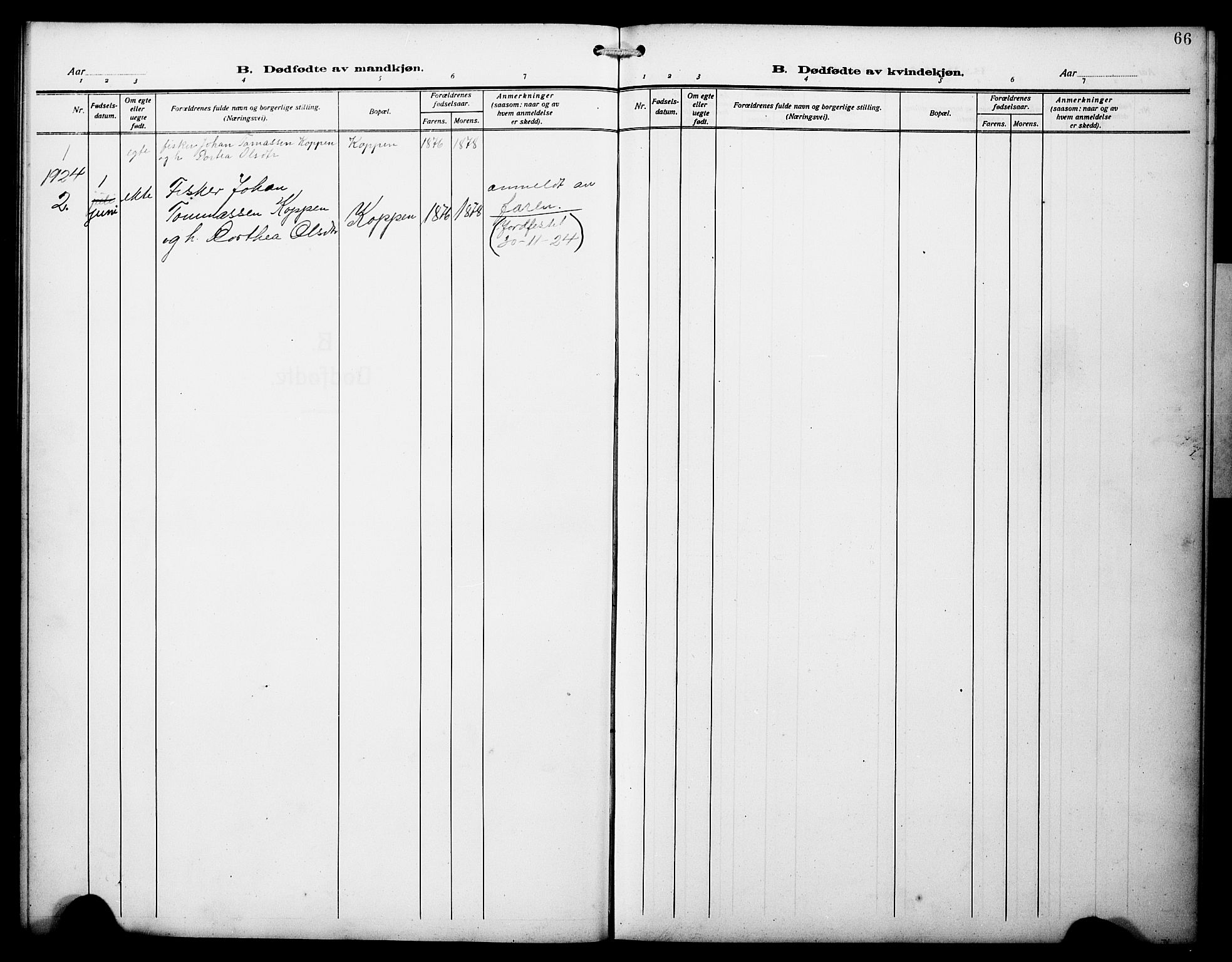Lindås Sokneprestembete, SAB/A-76701/H/Hab: Parish register (copy) no. D 4, 1913-1928, p. 66