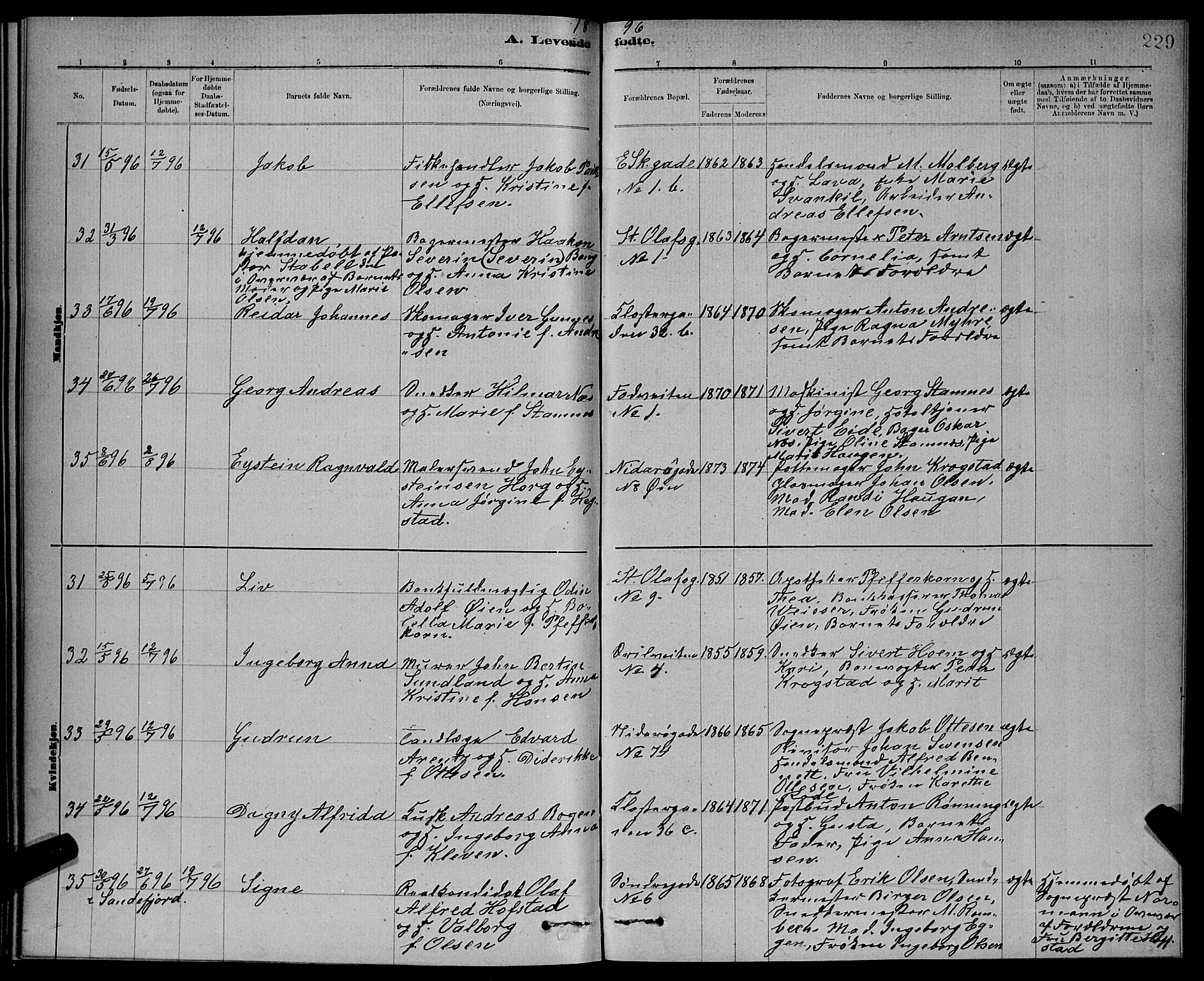 Ministerialprotokoller, klokkerbøker og fødselsregistre - Sør-Trøndelag, AV/SAT-A-1456/601/L0092: Parish register (copy) no. 601C10, 1884-1897, p. 229