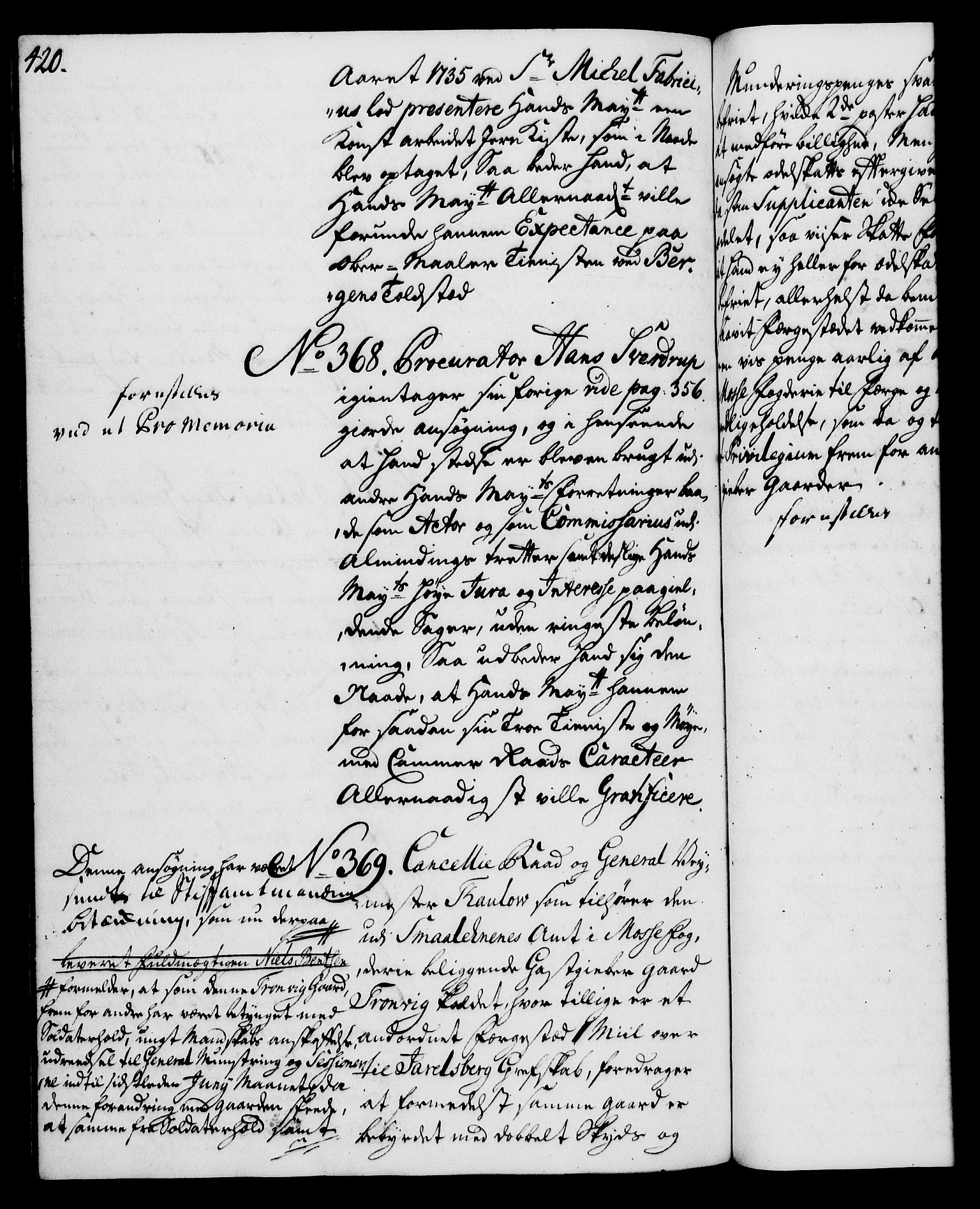 Rentekammeret, Kammerkanselliet, RA/EA-3111/G/Gh/Gha/L0024: Norsk ekstraktmemorialprotokoll (merket RK 53.69), 1742-1743, p. 420