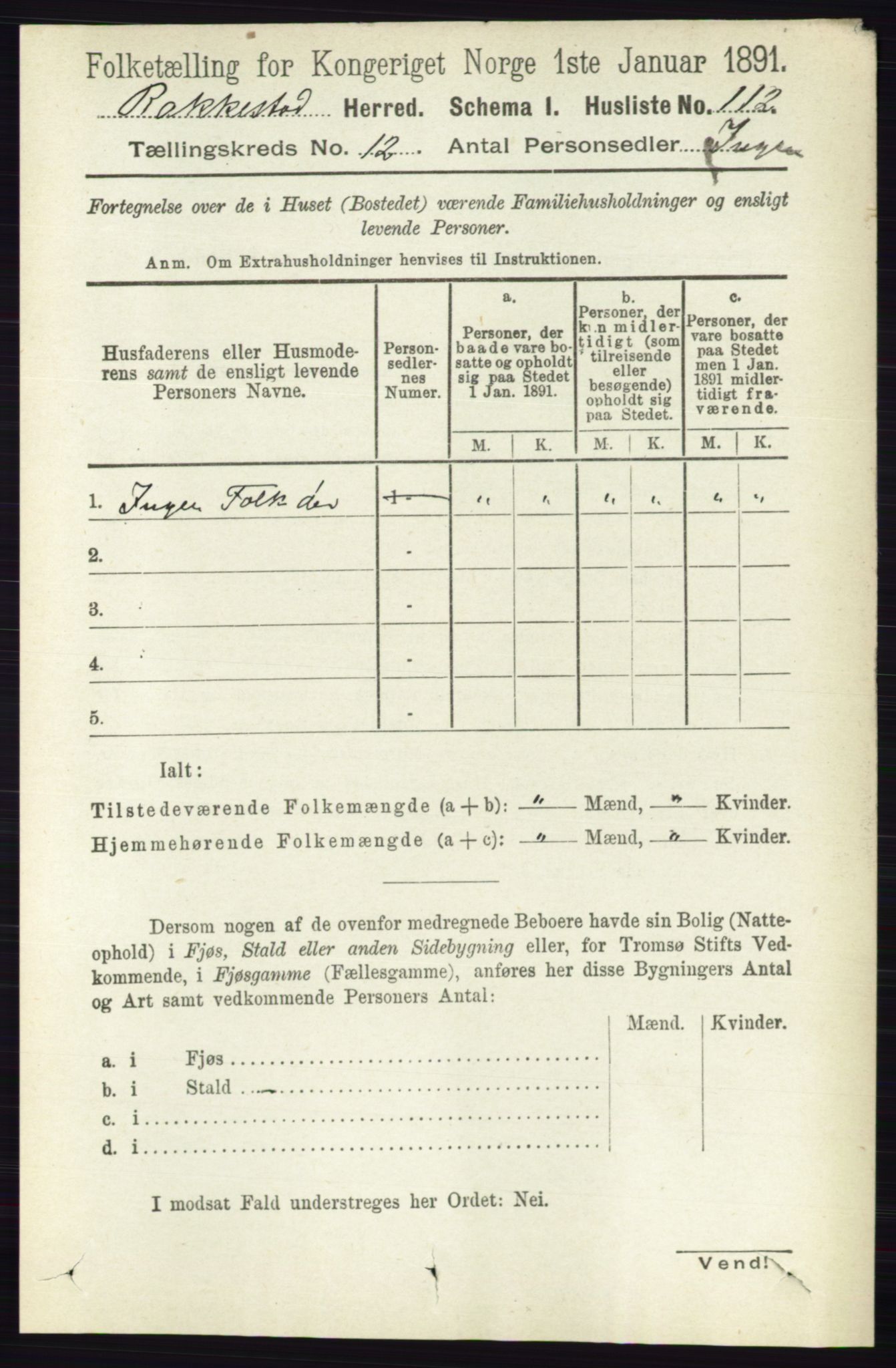 RA, 1891 census for 0128 Rakkestad, 1891, p. 5684