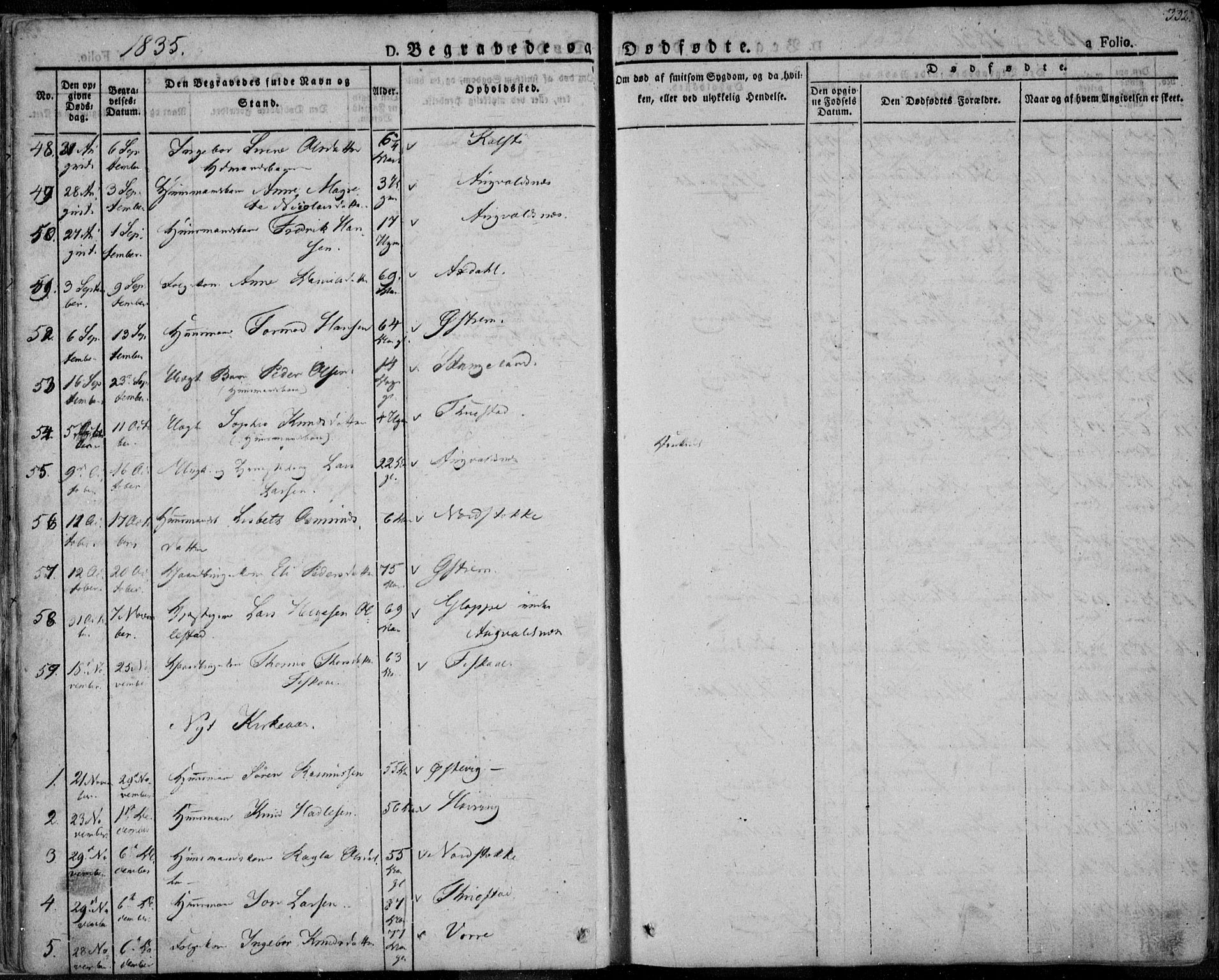 Avaldsnes sokneprestkontor, SAST/A -101851/H/Ha/Haa/L0005: Parish register (official) no. A 5.2, 1825-1841, p. 332