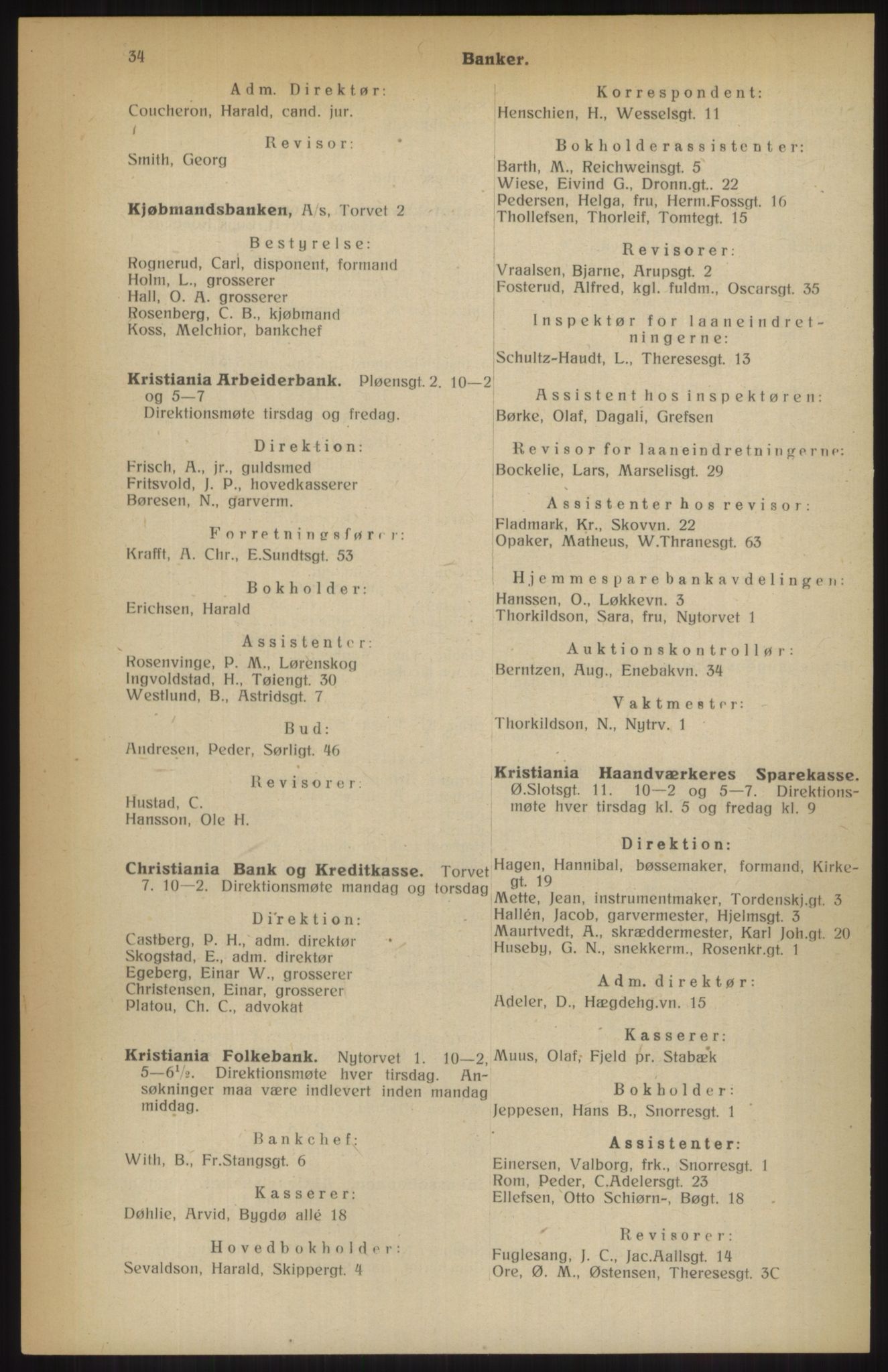 Kristiania/Oslo adressebok, PUBL/-, 1914, p. 34