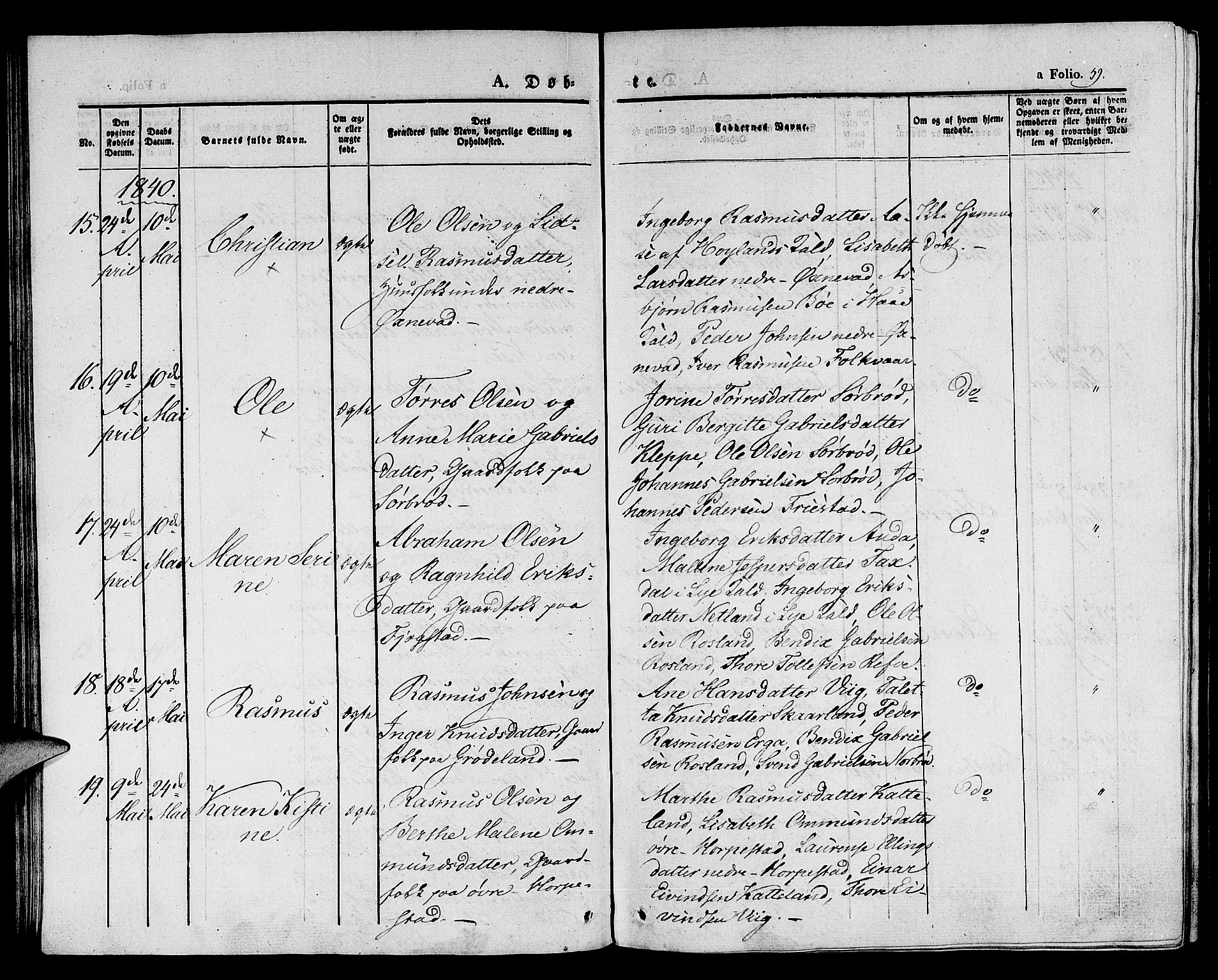 Klepp sokneprestkontor, AV/SAST-A-101803/001/3/30BA/L0003: Parish register (official) no. A 3, 1833-1842, p. 59