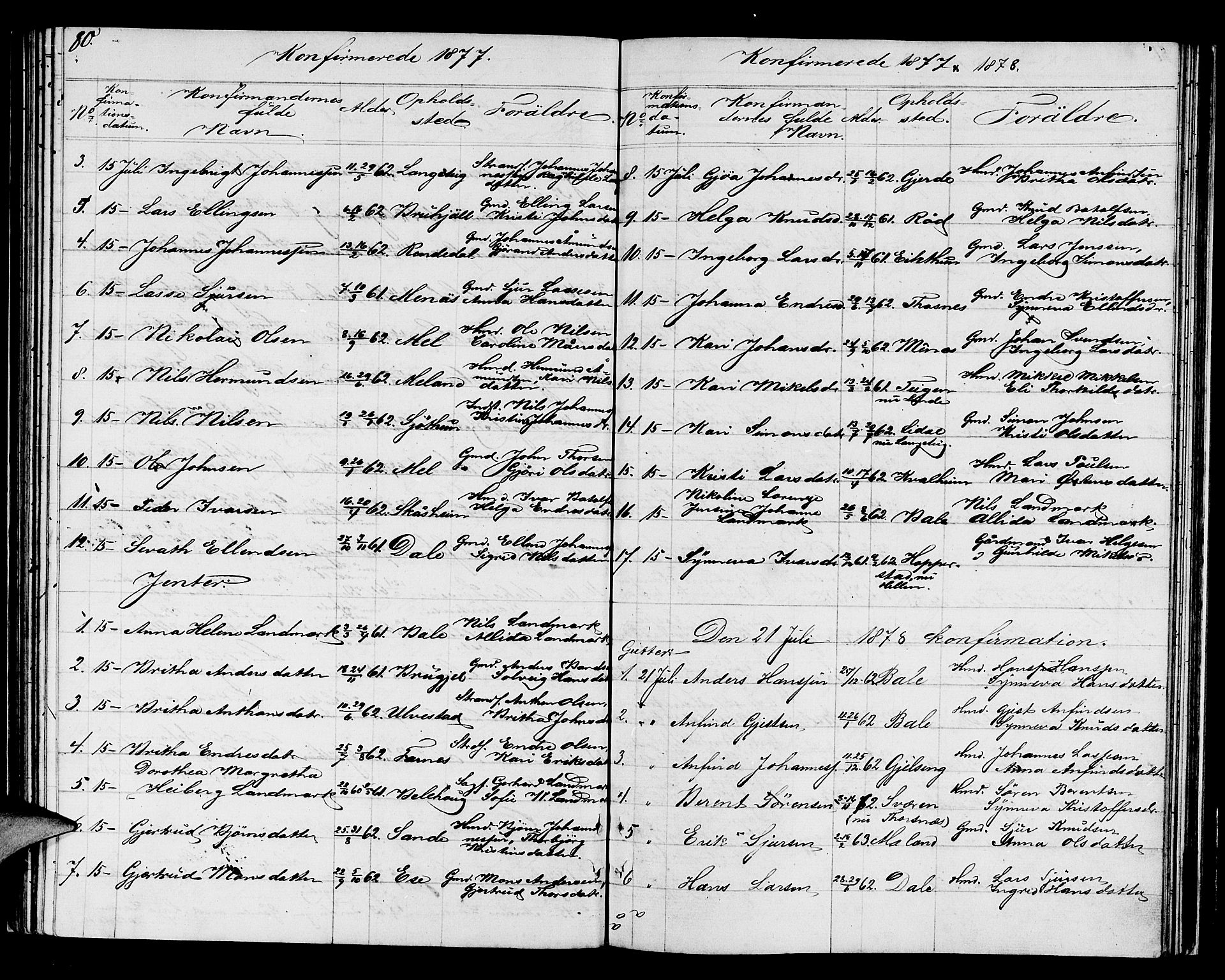 Balestrand sokneprestembete, SAB/A-79601/H/Hab/Haba/L0001: Parish register (copy) no. A 1, 1853-1880, p. 80