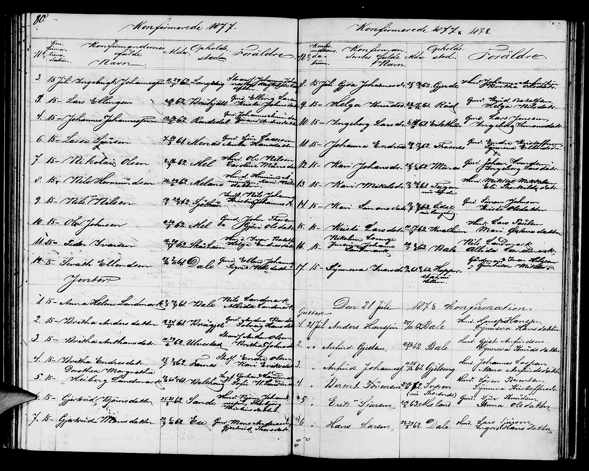 Balestrand sokneprestembete, AV/SAB-A-79601/H/Hab/Haba/L0001: Parish register (copy) no. A 1, 1853-1880, p. 80