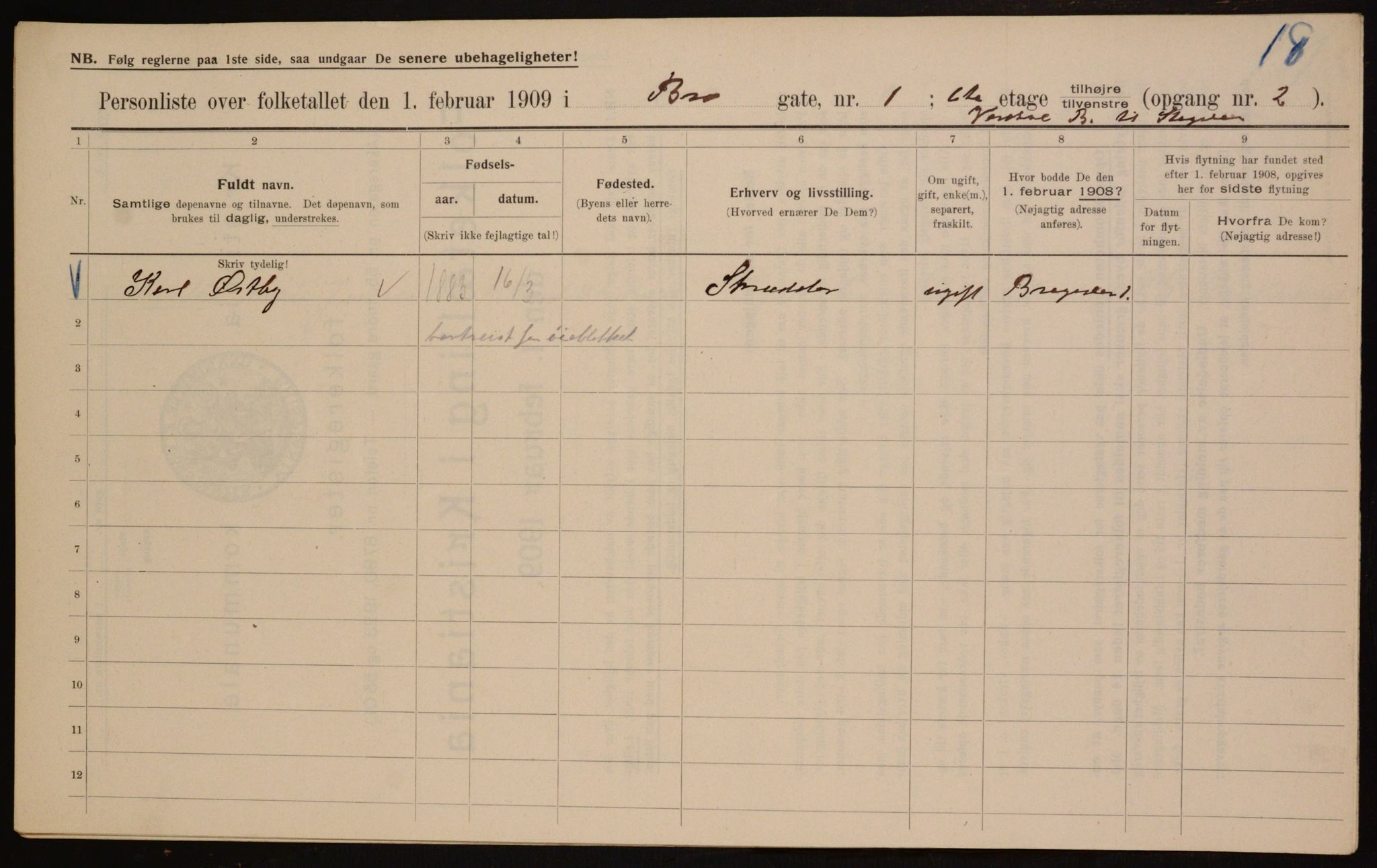 OBA, Municipal Census 1909 for Kristiania, 1909, p. 9022