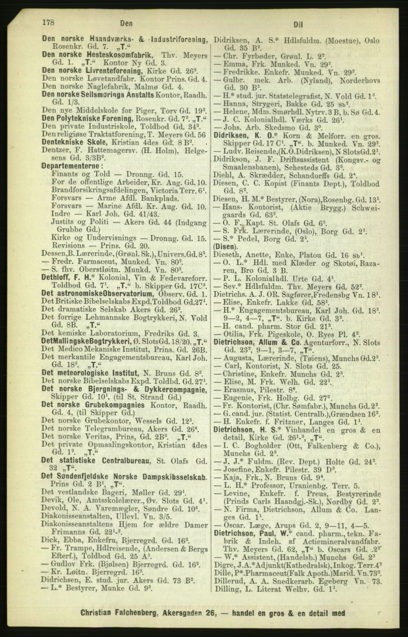 Kristiania/Oslo adressebok, PUBL/-, 1886, p. 178