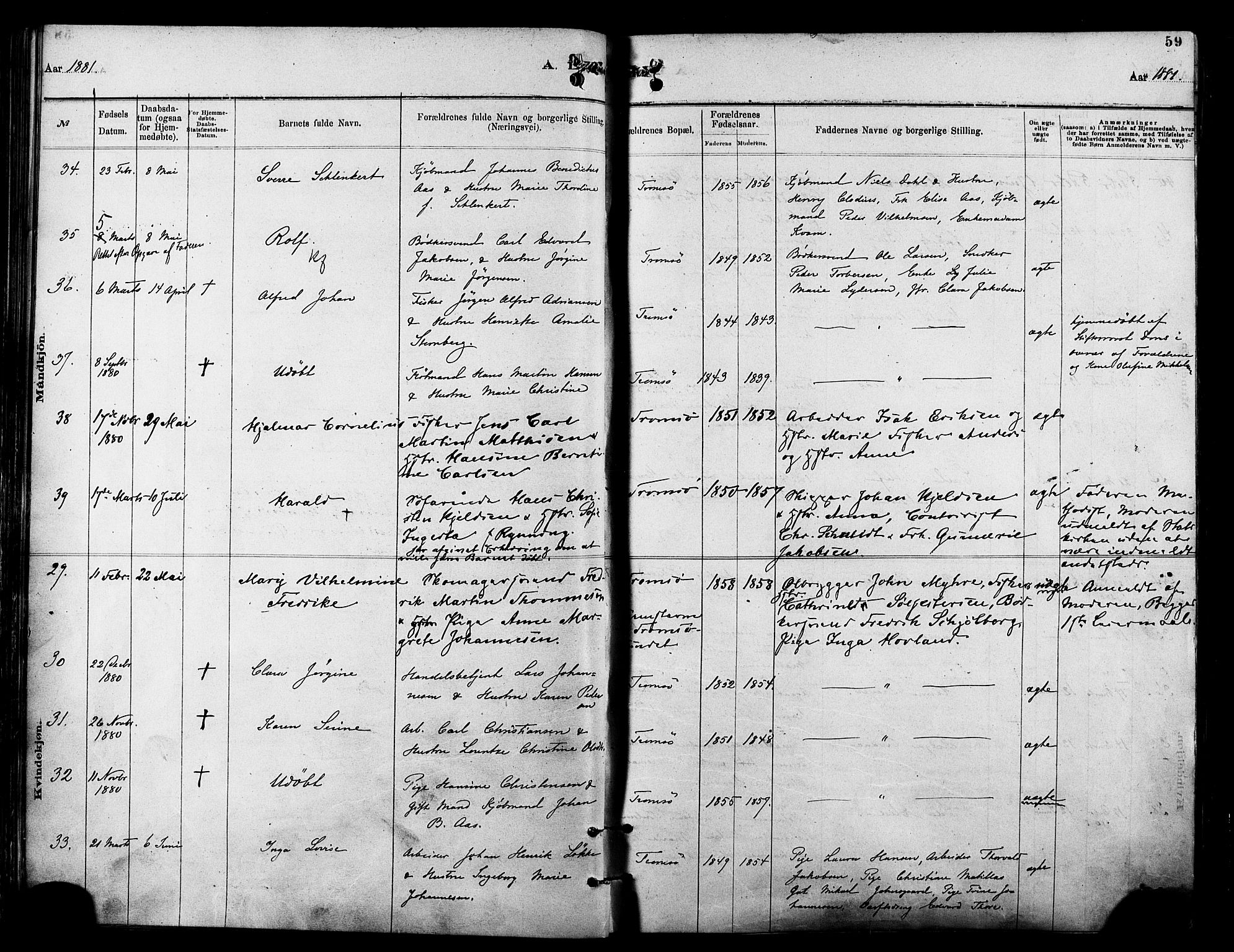 Tromsø sokneprestkontor/stiftsprosti/domprosti, SATØ/S-1343/G/Ga/L0014kirke: Parish register (official) no. 14, 1878-1888, p. 59
