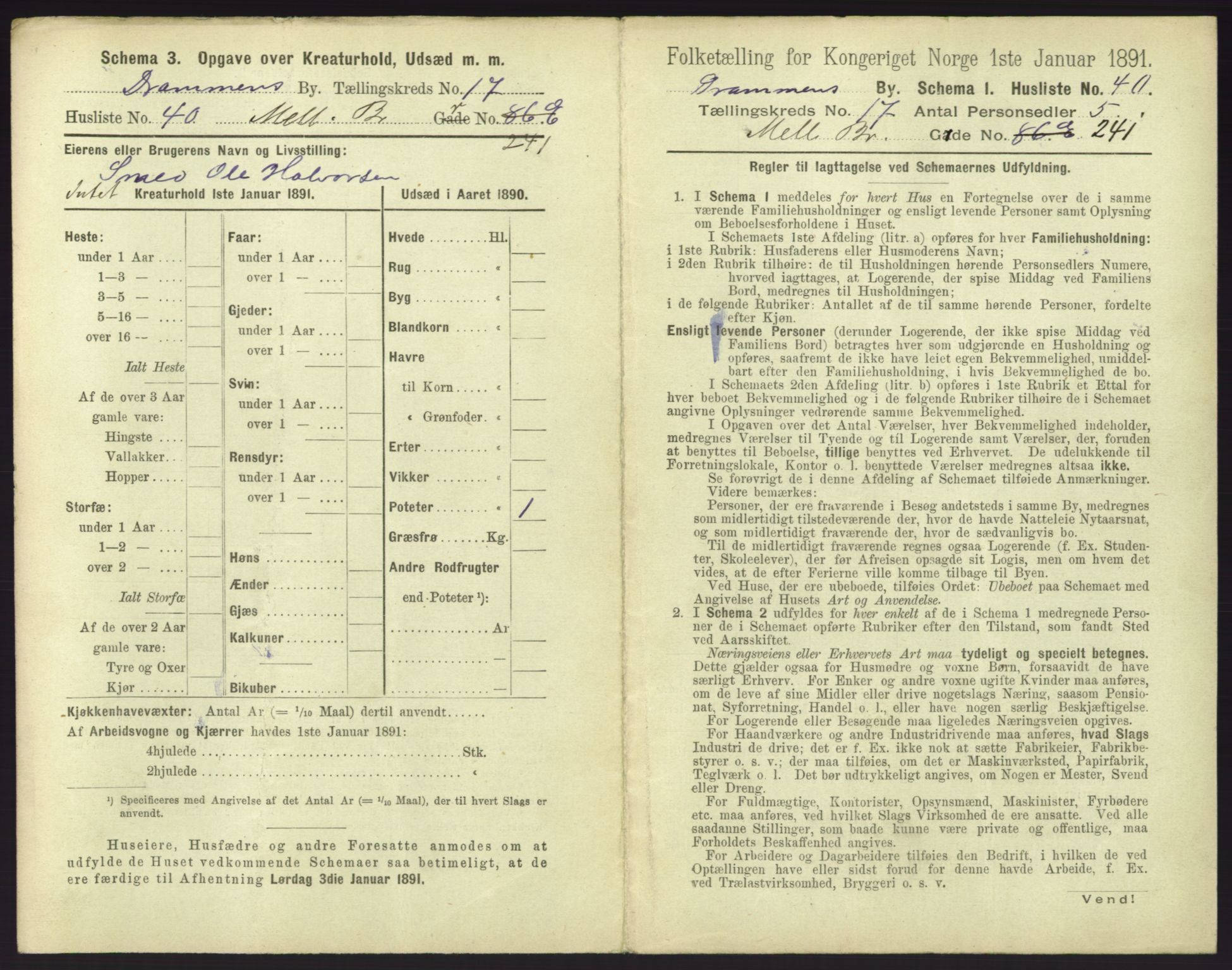 RA, 1891 census for 0602 Drammen, 1891, p. 1479