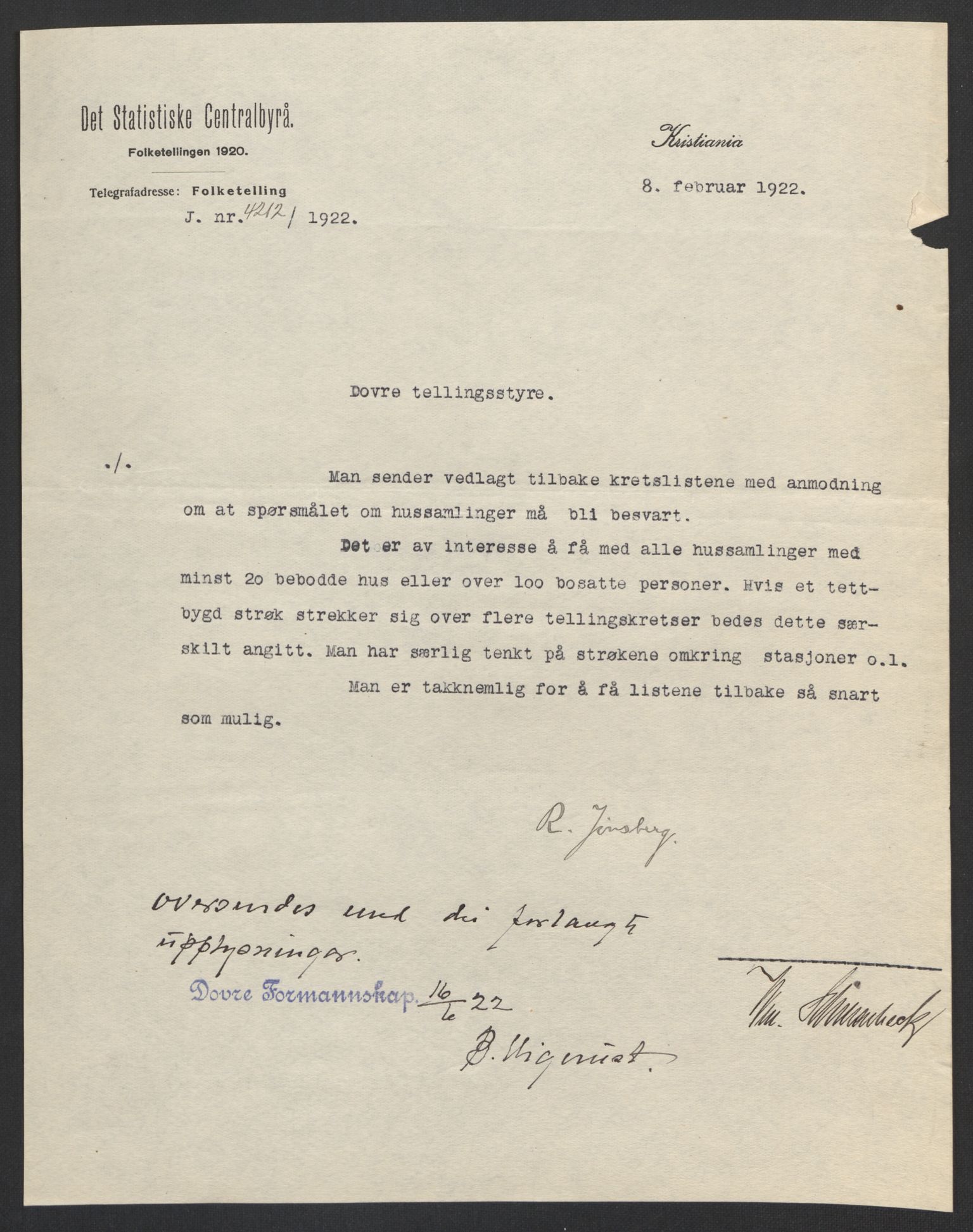 SAH, 1920 census for Dovre, 1920, p. 4