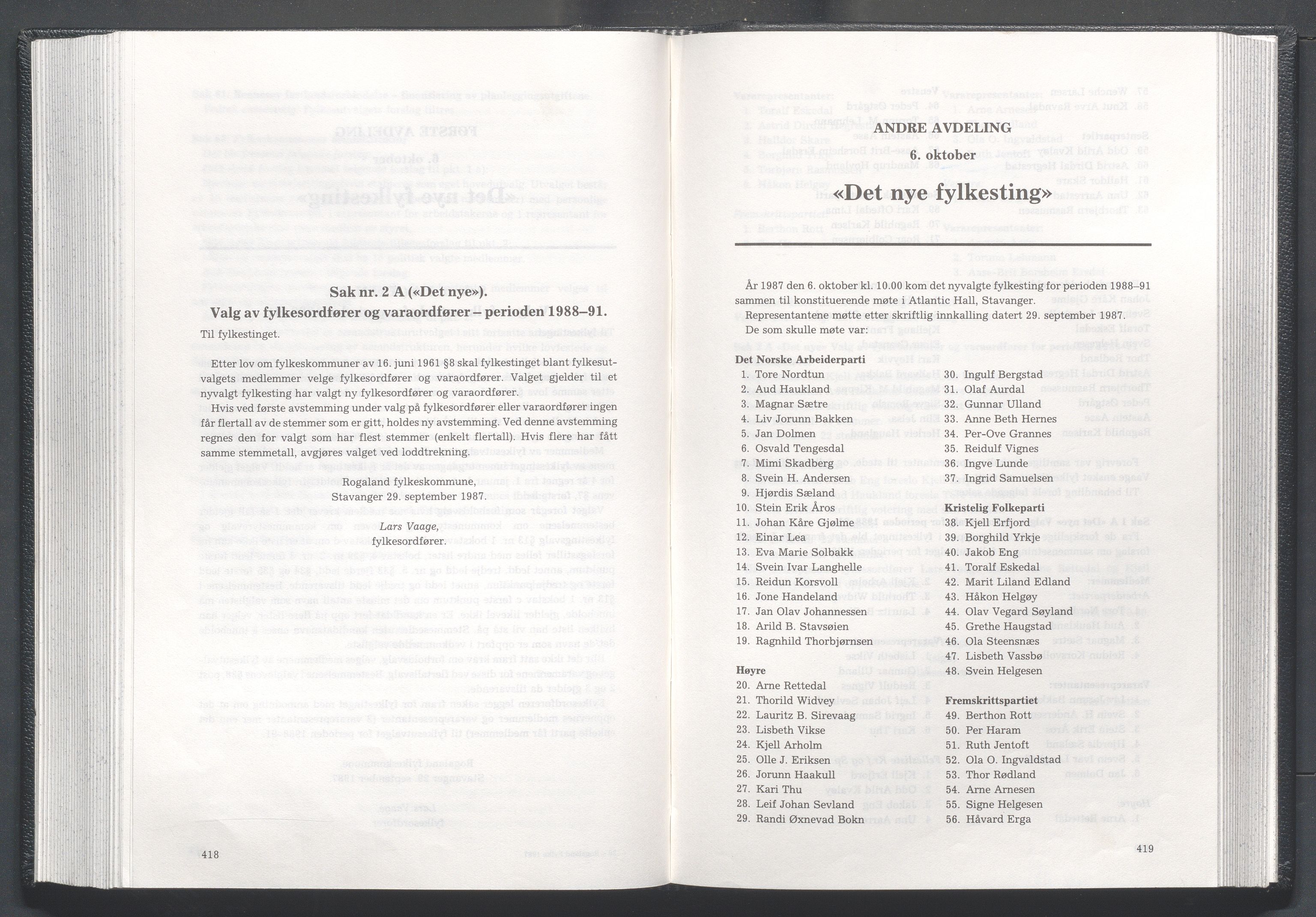 Rogaland fylkeskommune - Fylkesrådmannen , IKAR/A-900/A/Aa/Aaa/L0107: Møtebok , 1987, p. 418-419