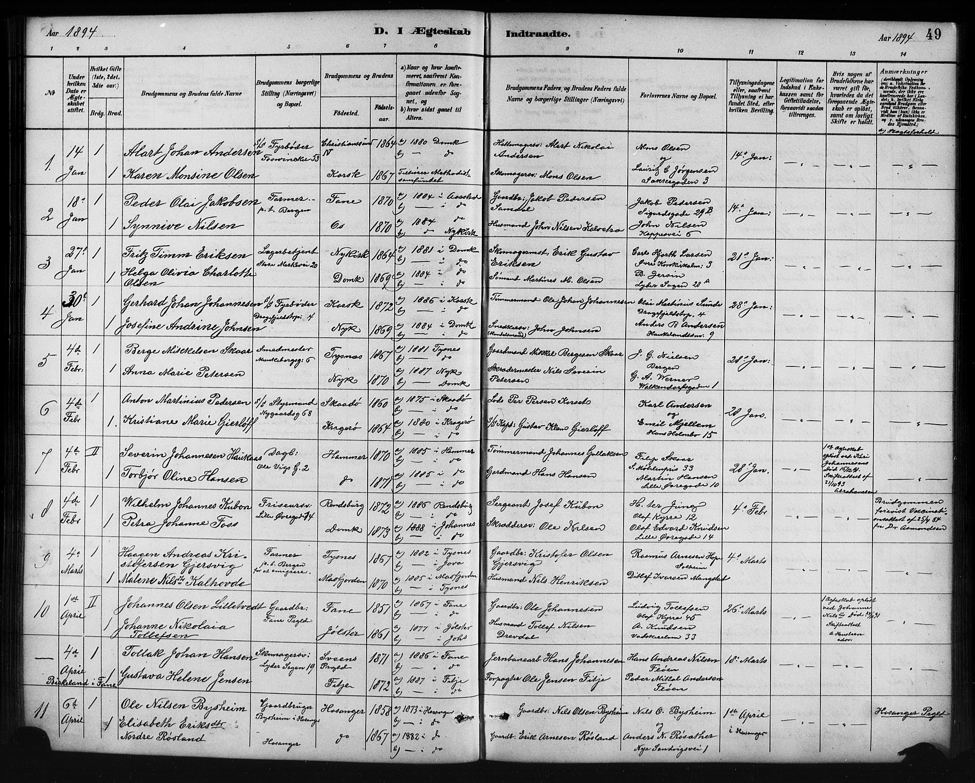 Johanneskirken sokneprestembete, SAB/A-76001/H/Hab: Parish register (copy) no. C 1, 1885-1912, p. 49