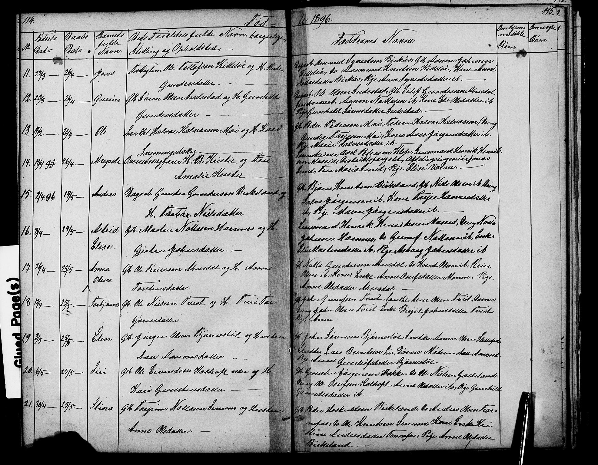 Evje sokneprestkontor, SAK/1111-0008/F/Fb/Fbb/L0002: Parish register (copy) no. B 2, 1879-1909, p. 114-115