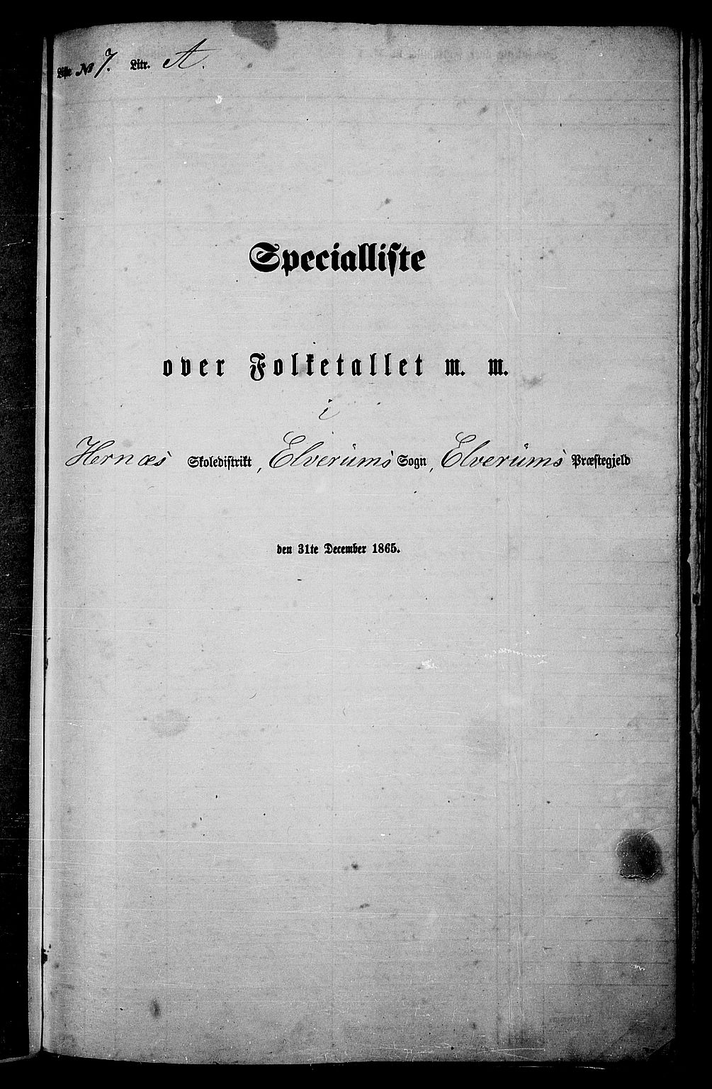 RA, 1865 census for Elverum, 1865, p. 153