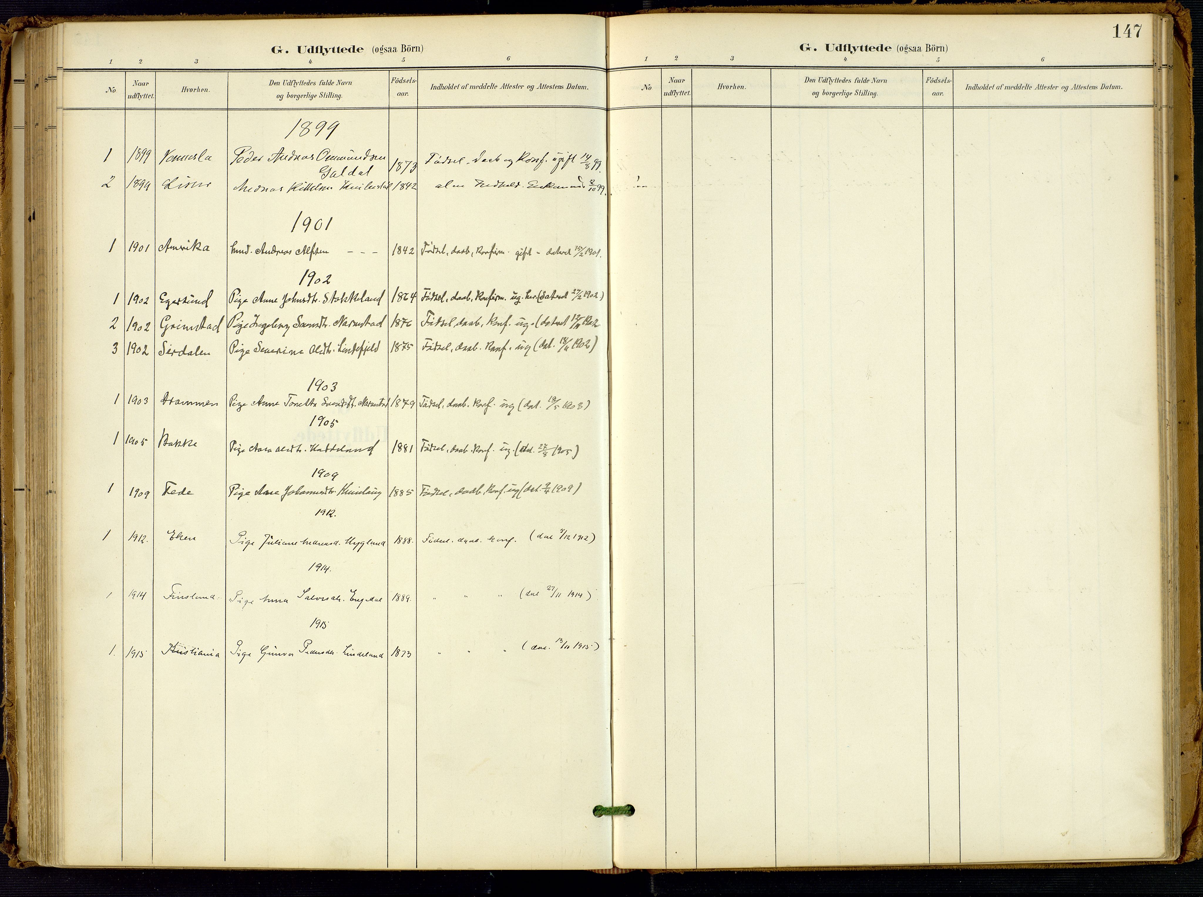 Fjotland sokneprestkontor, AV/SAK-1111-0010/F/Fa/L0003: Parish register (official) no. A 3, 1899-1917, p. 147