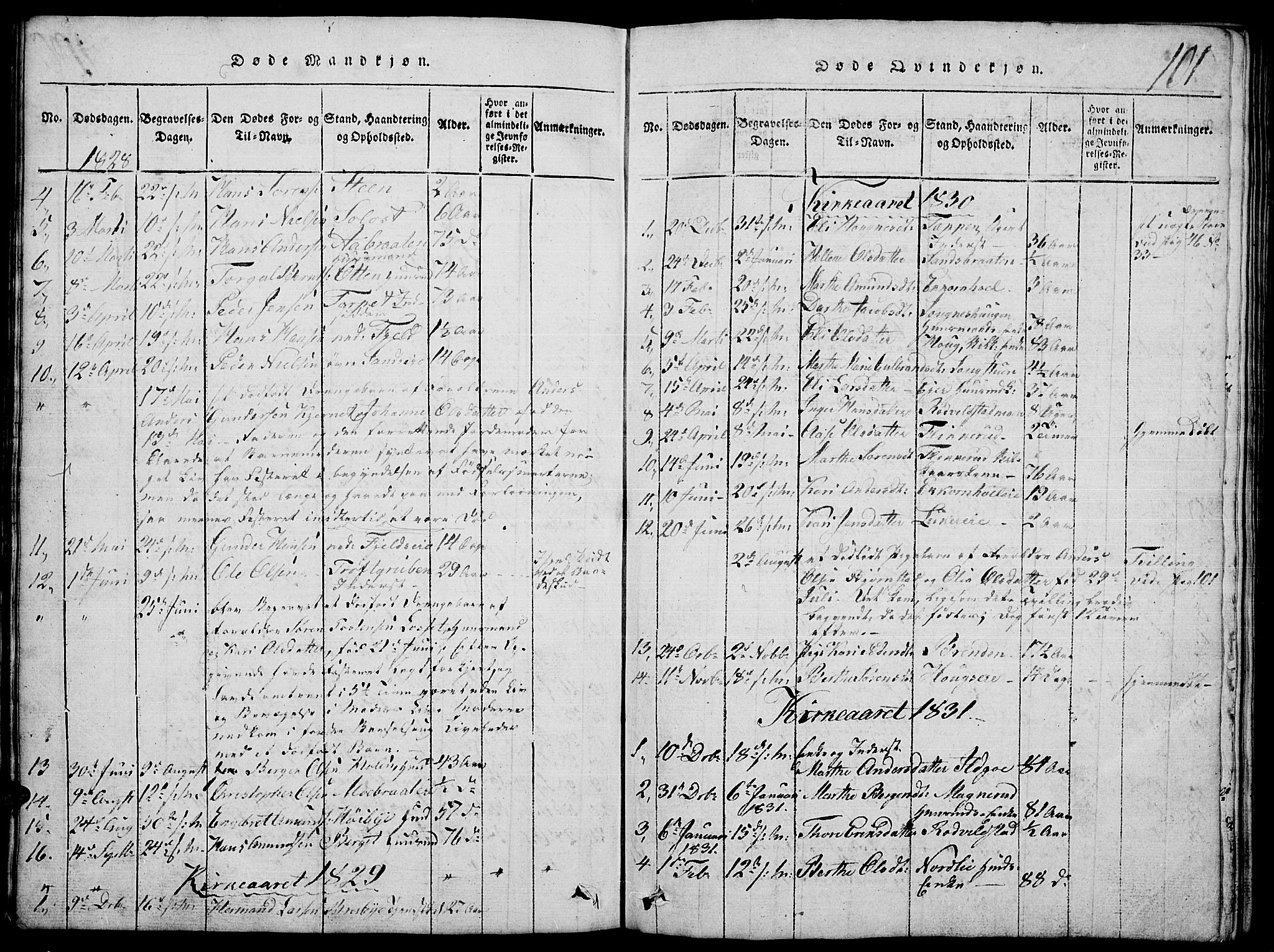 Nord-Odal prestekontor, AV/SAH-PREST-032/H/Ha/Hab/L0001: Parish register (copy) no. 1, 1819-1838, p. 101