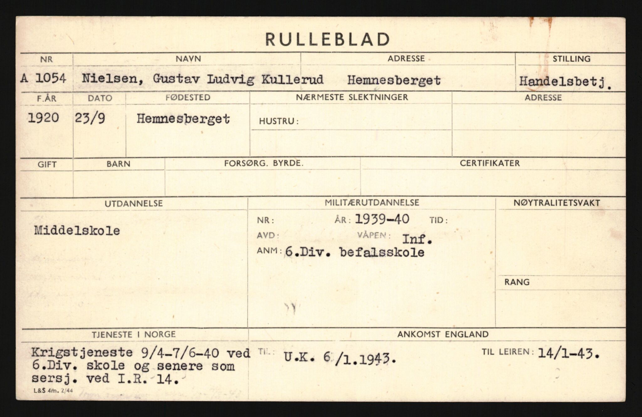 Forsvaret, Sør-Hålogaland landforsvar, AV/RA-RAFA-2552/P/Pa/L0303: Personellmapper for slettet personell, yrkesbefal og vernepliktig befal, født 1917-1920, 1936-1980, p. 631