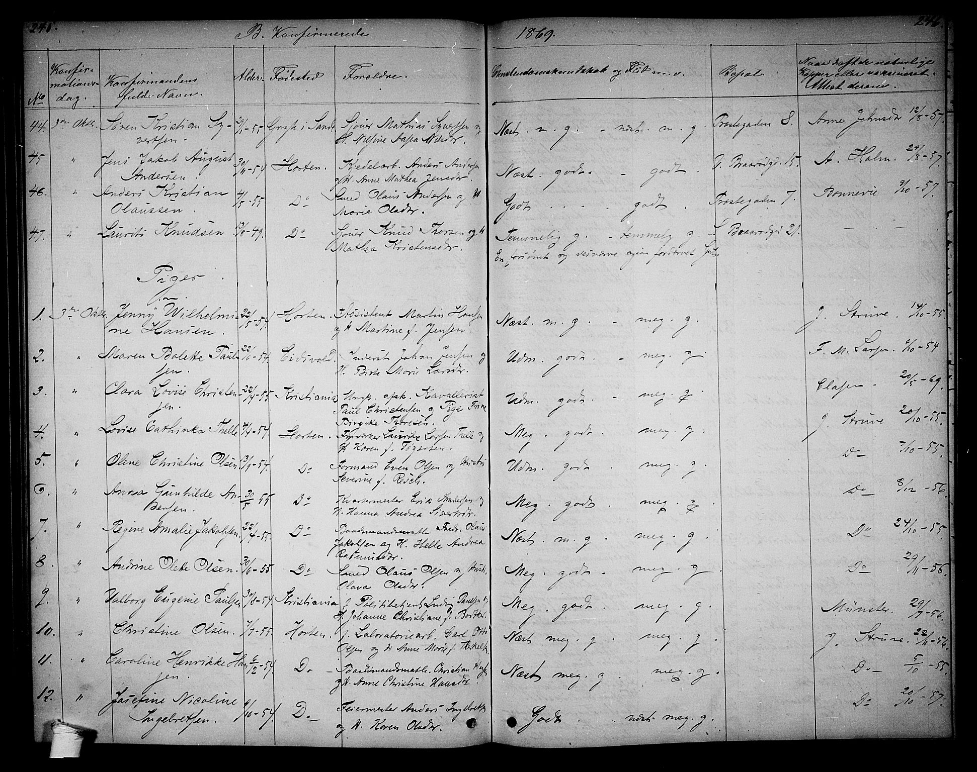 Horten kirkebøker, SAKO/A-348/G/Ga/L0002: Parish register (copy) no. 2, 1864-1871, p. 245-246