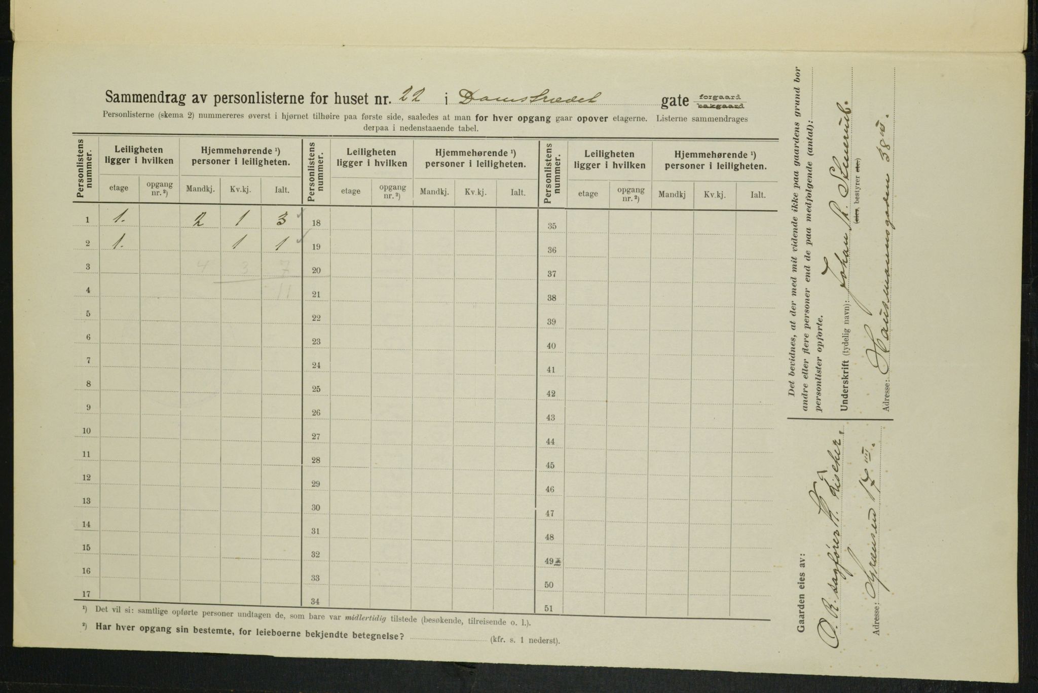 OBA, Municipal Census 1914 for Kristiania, 1914, p. 14698