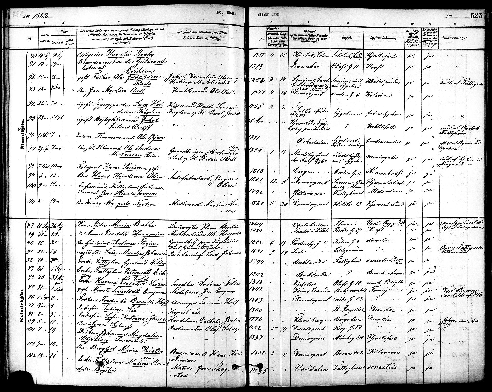Ministerialprotokoller, klokkerbøker og fødselsregistre - Sør-Trøndelag, SAT/A-1456/601/L0058: Parish register (official) no. 601A26, 1877-1891, p. 525