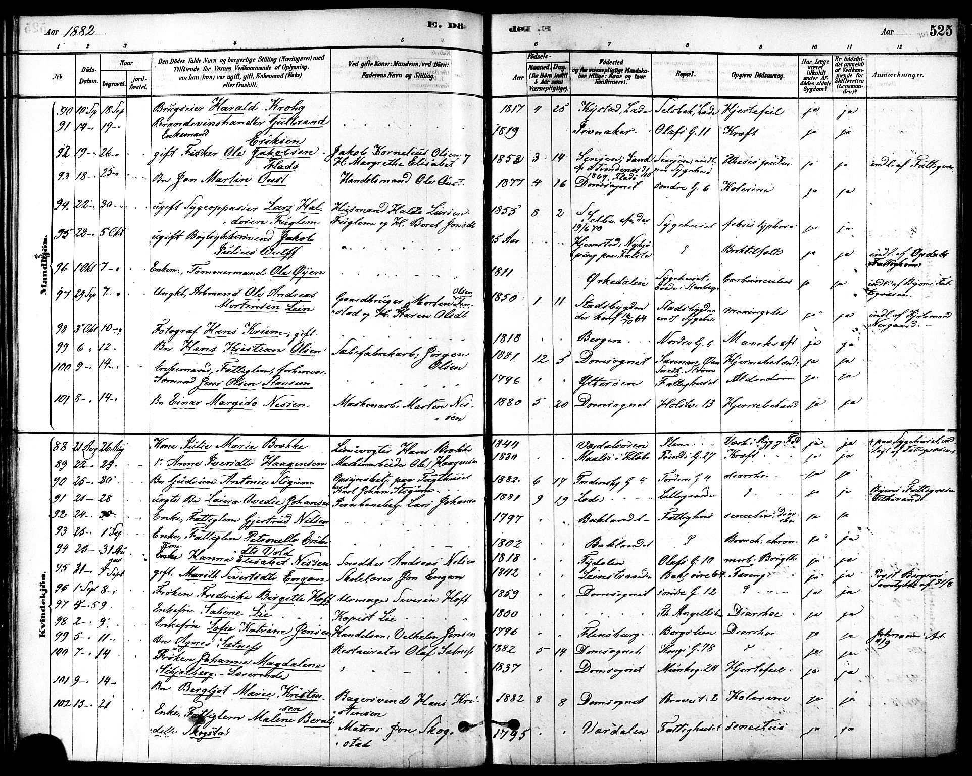 Ministerialprotokoller, klokkerbøker og fødselsregistre - Sør-Trøndelag, AV/SAT-A-1456/601/L0058: Parish register (official) no. 601A26, 1877-1891, p. 525