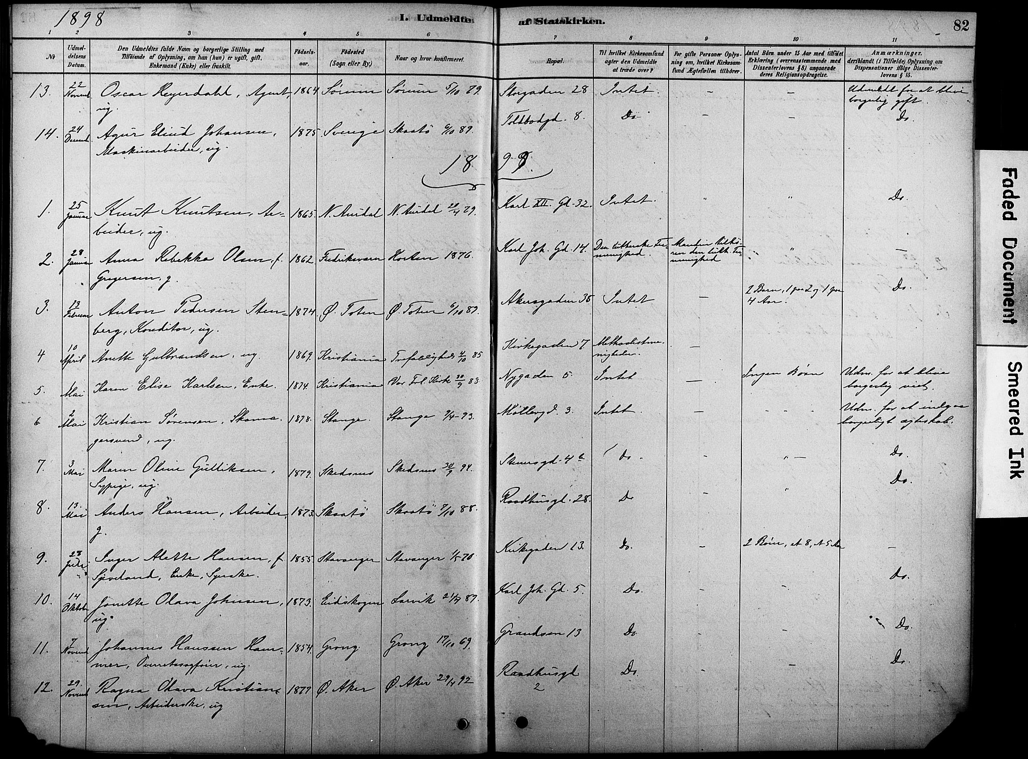 Oslo domkirke Kirkebøker, SAO/A-10752/F/Fa/L0038: Parish register (official) no. 38, 1878-1921, p. 82