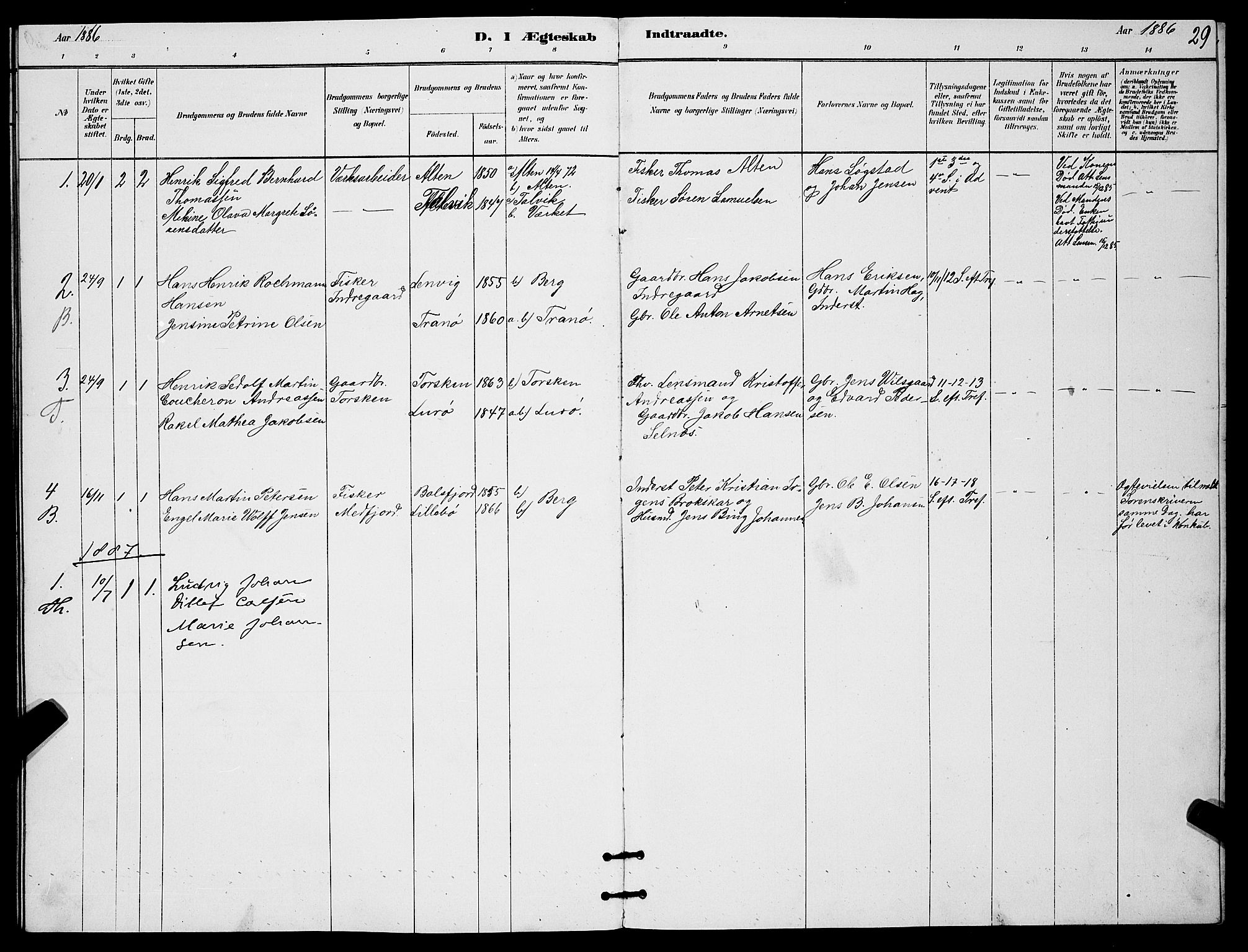 Berg sokneprestkontor, AV/SATØ-S-1318/G/Ga/Gab/L0017klokker: Parish register (copy) no. 17, 1881-1887, p. 29