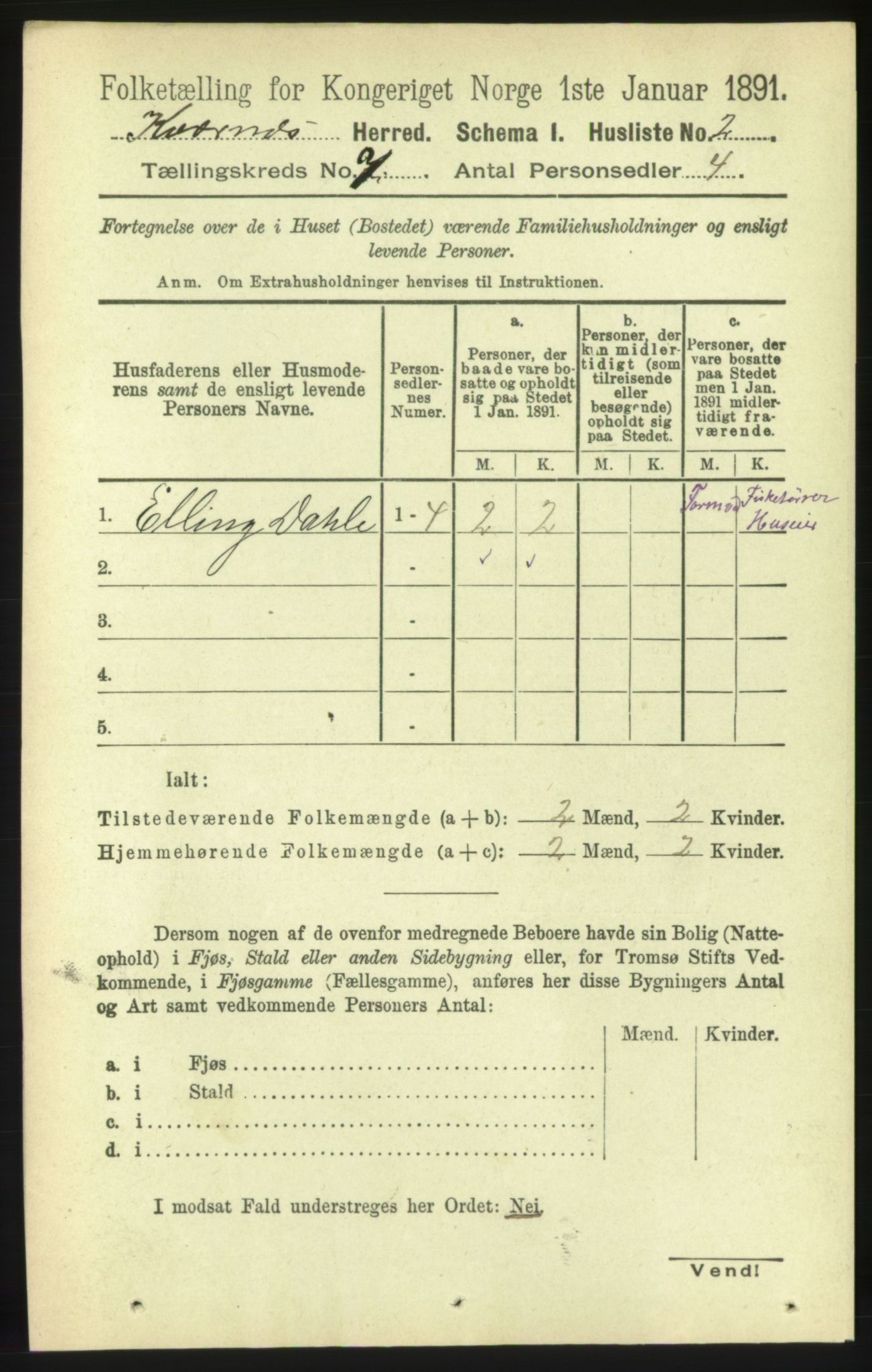 RA, 1891 census for 1553 Kvernes, 1891, p. 3213