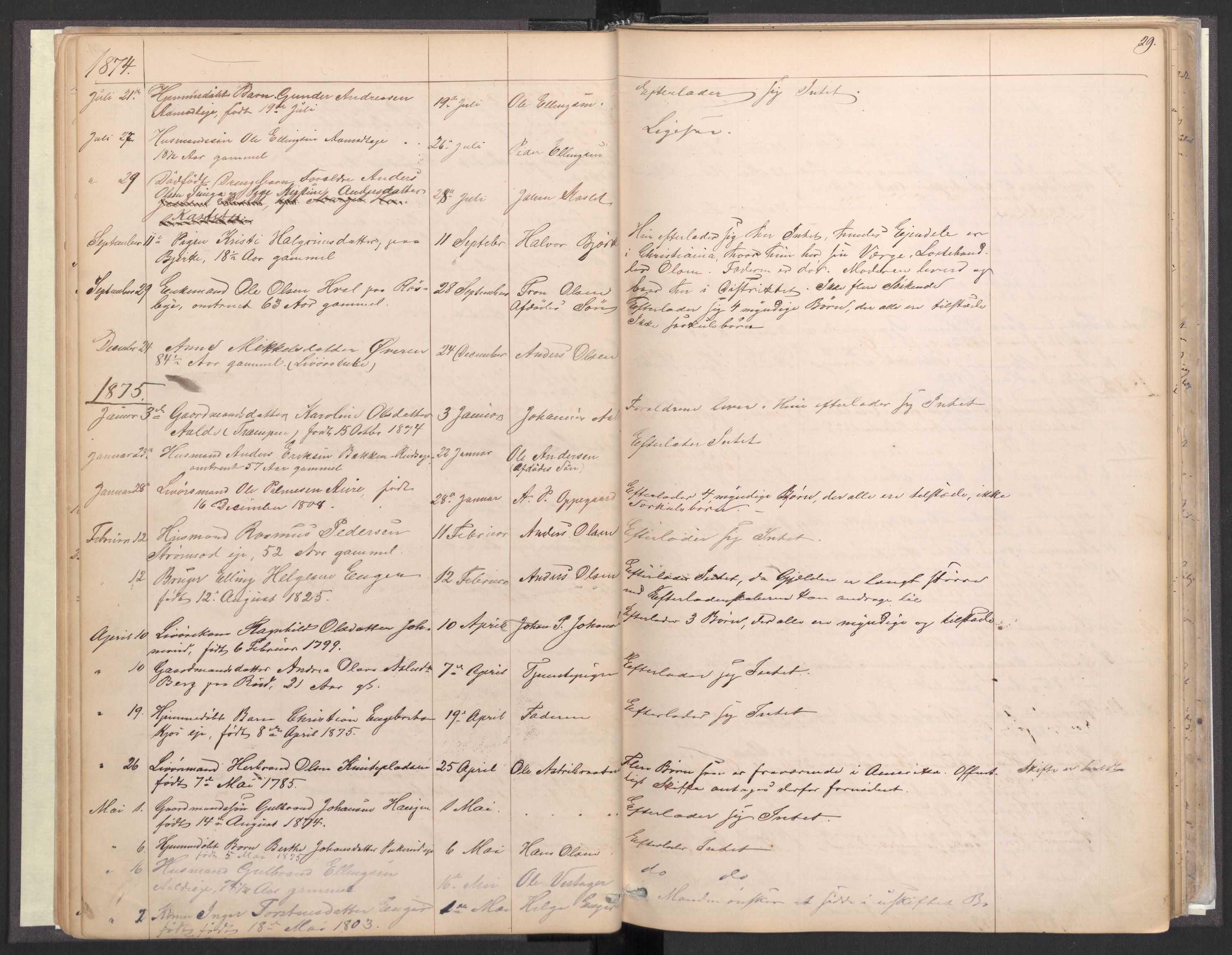 Lunder lensmannskontor, AV/SAKO-A-619/H/Ha/L0001: Dødsanmeldelsesprotokoll, 1863-1922, p. 28-29