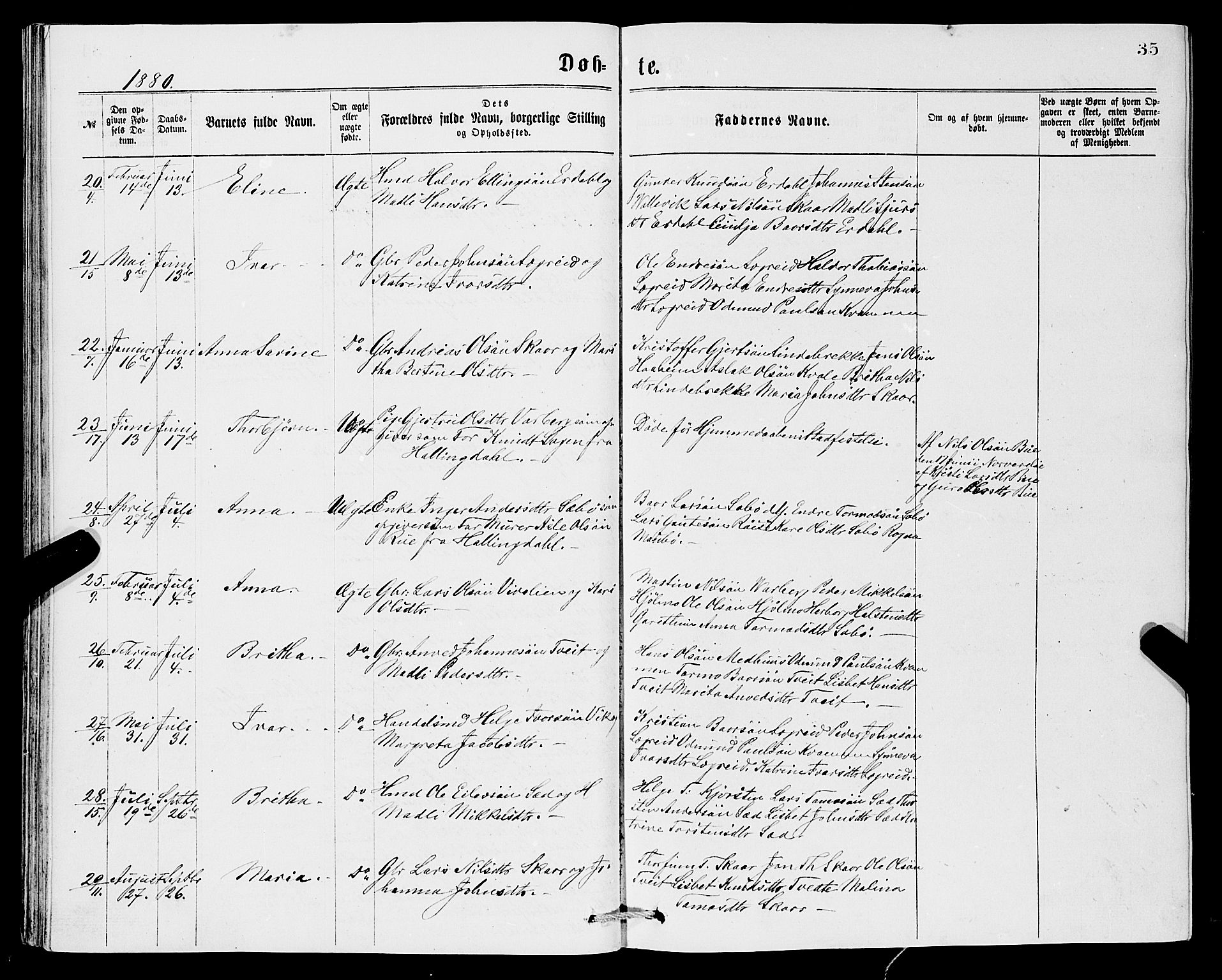 Ullensvang sokneprestembete, SAB/A-78701/H/Hab: Parish register (copy) no. C 2, 1871-1899, p. 35
