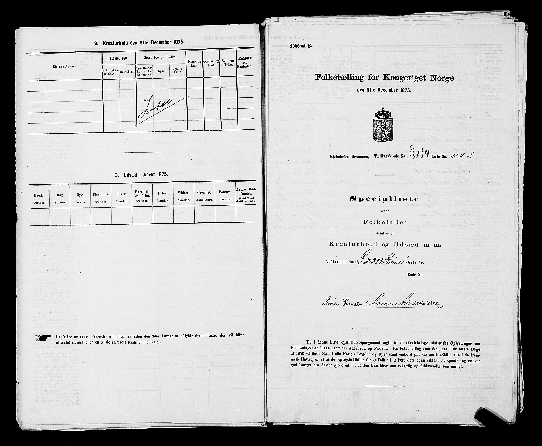 SAKO, 1875 census for 0602 Drammen, 1875, p. 2973