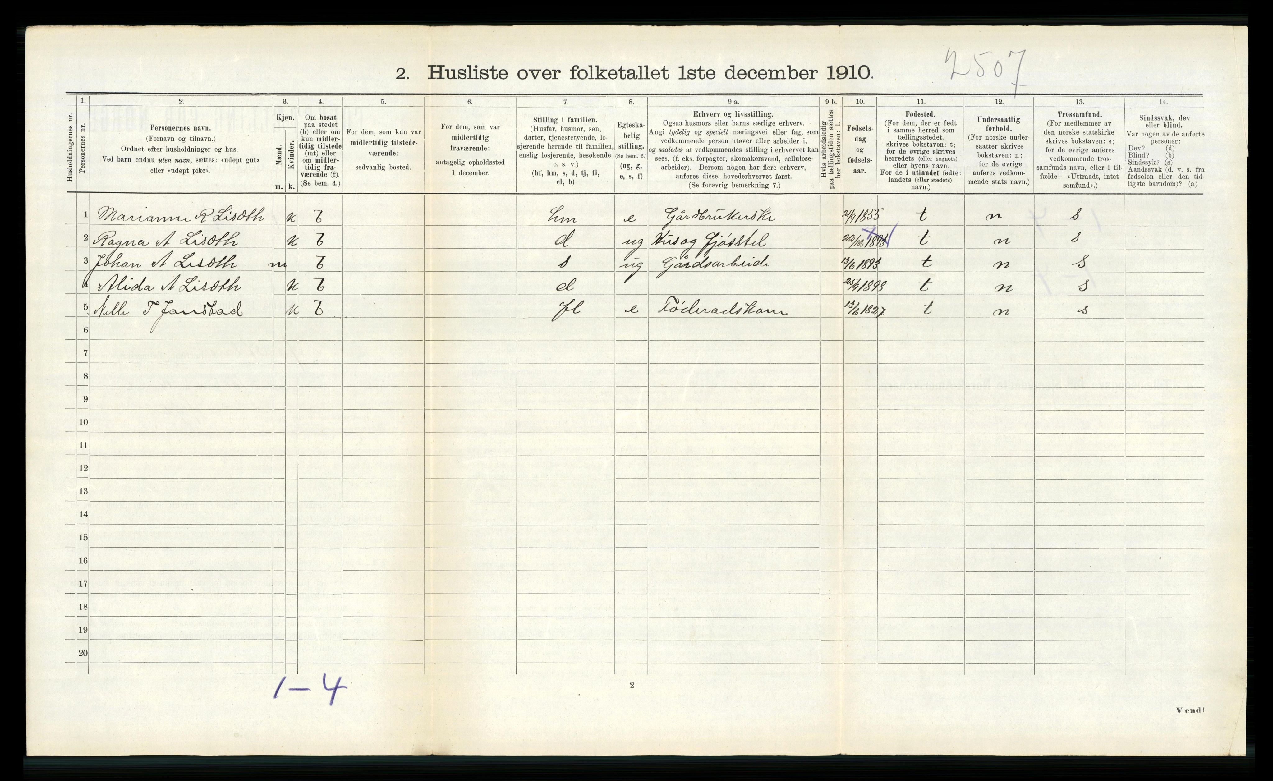 RA, 1910 census for Naustdal, 1910, p. 436