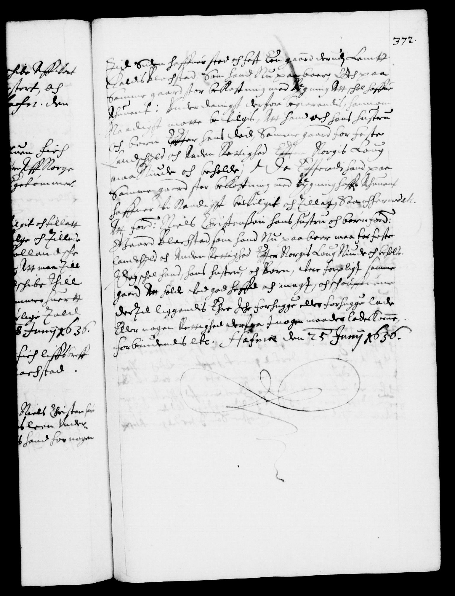 Danske Kanselli 1572-1799, AV/RA-EA-3023/F/Fc/Fca/Fcaa/L0005: Norske registre (mikrofilm), 1631-1636, p. 372a