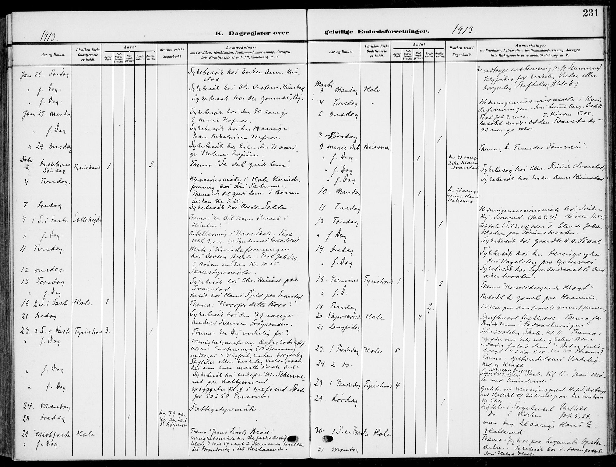 Hole kirkebøker, AV/SAKO-A-228/F/Fa/L0010: Parish register (official) no. I 10, 1907-1917, p. 231