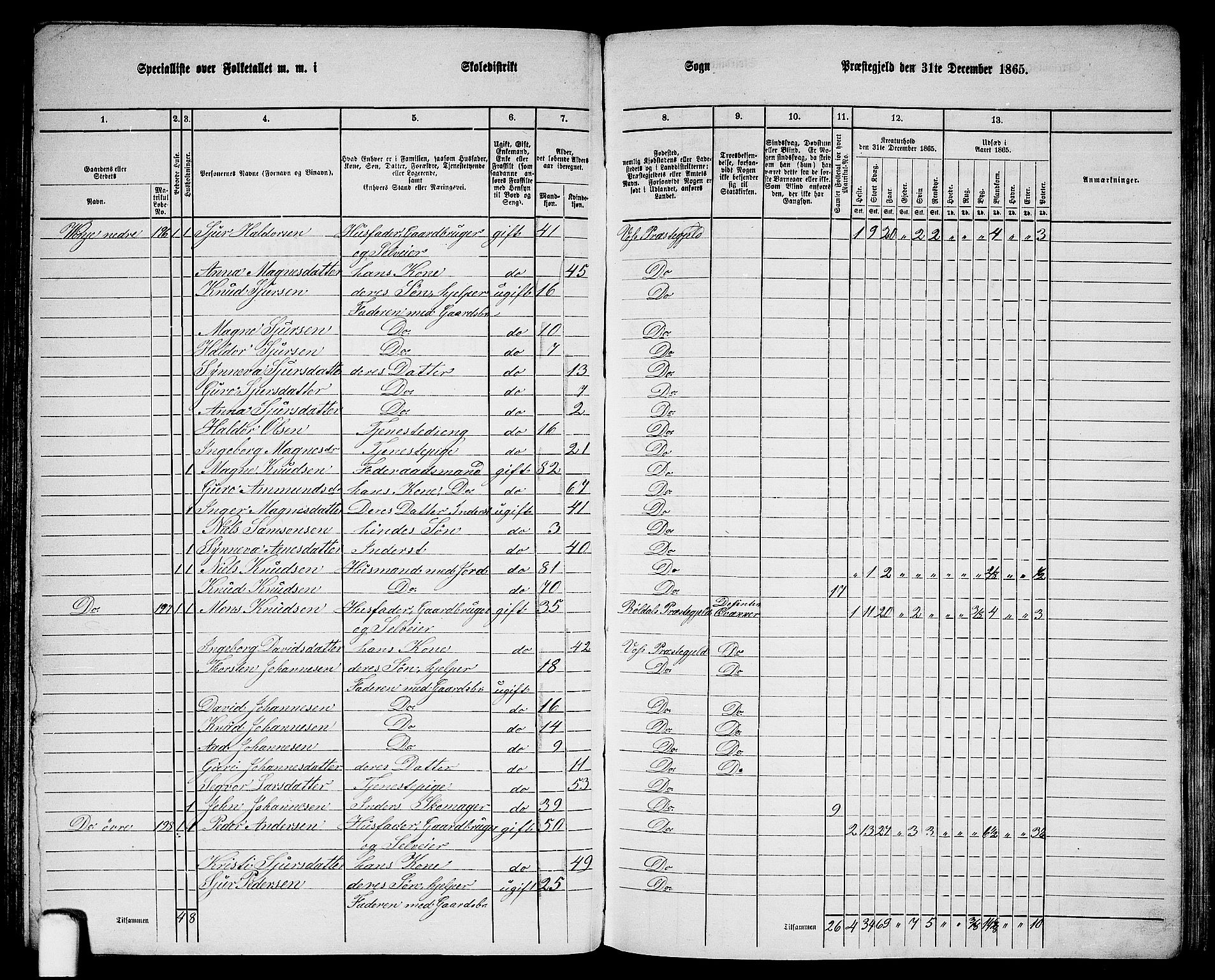 RA, 1865 census for Voss, 1865, p. 106