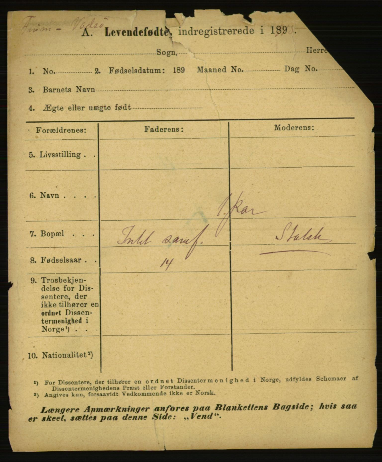 Statistisk sentralbyrå, Sosiodemografiske emner, Befolkning, AV/RA-S-2228/E/L0013: Fødte, gifte, døde dissentere., 1915, p. 3363