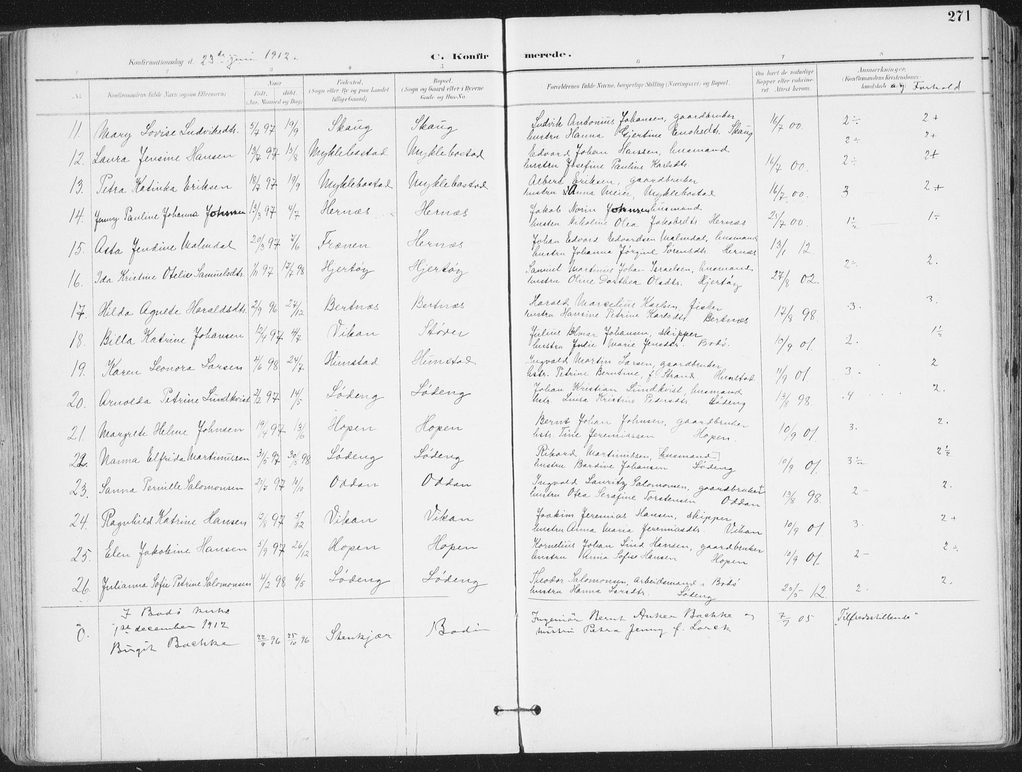 Ministerialprotokoller, klokkerbøker og fødselsregistre - Nordland, AV/SAT-A-1459/802/L0055: Parish register (official) no. 802A02, 1894-1915, p. 271