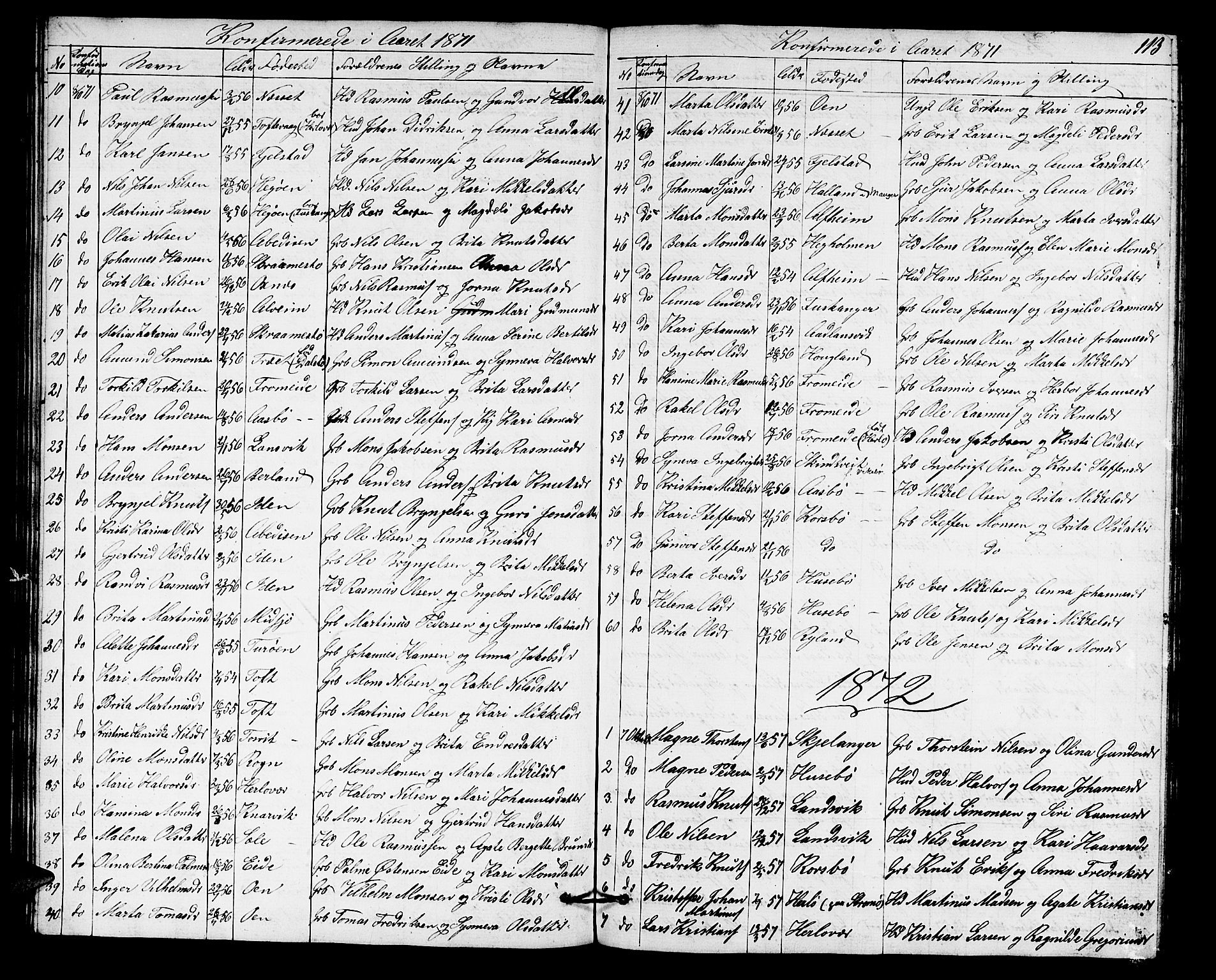Herdla Sokneprestembete, SAB/A-75701/H/Hab: Parish register (copy) no. A 1, 1859-1880, p. 113