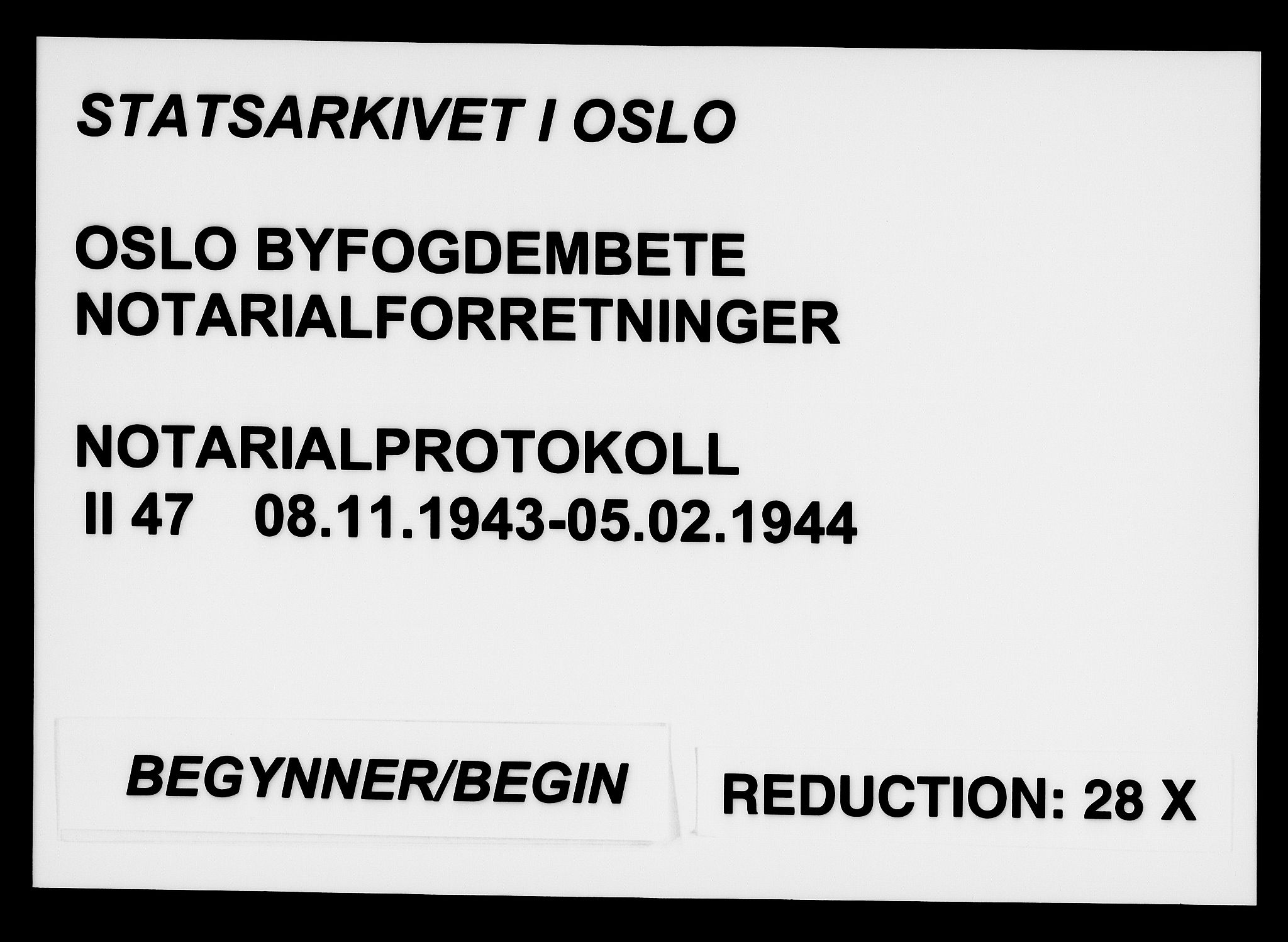 Oslo byfogd avd. I, SAO/A-10220/L/Lb/Lbb/L0047: Notarialprotokoll, rekke II: Vigsler, 1943-1944