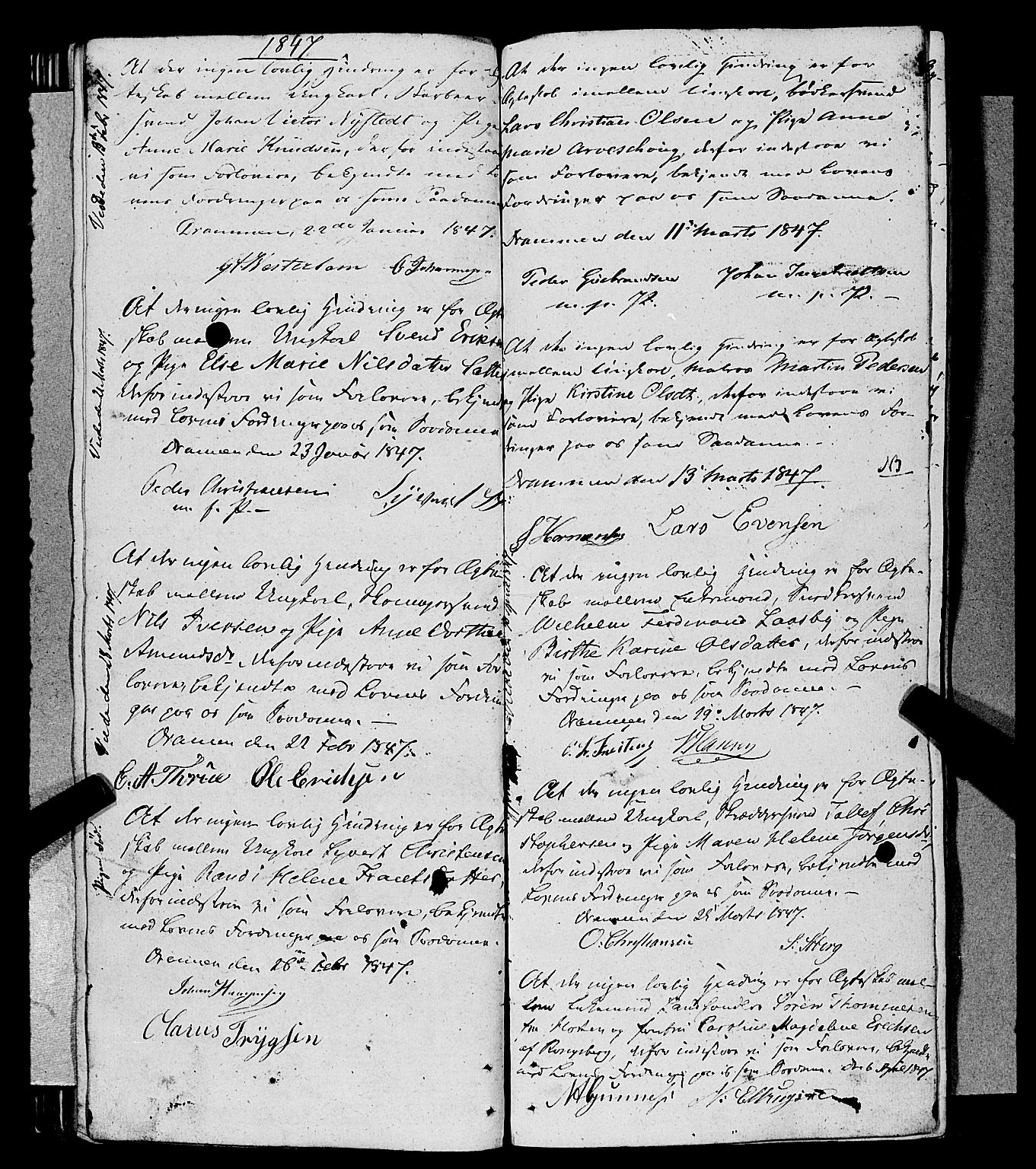Bragernes kirkebøker, SAKO/A-6/H/Hb/L0001: Best man's statements no. 1, 1819-1865